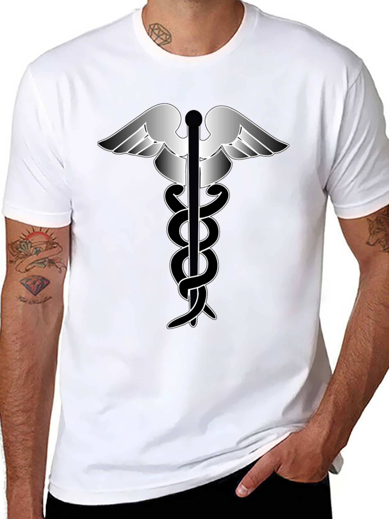 Caduceus Medical Symbol Black T-Shirt