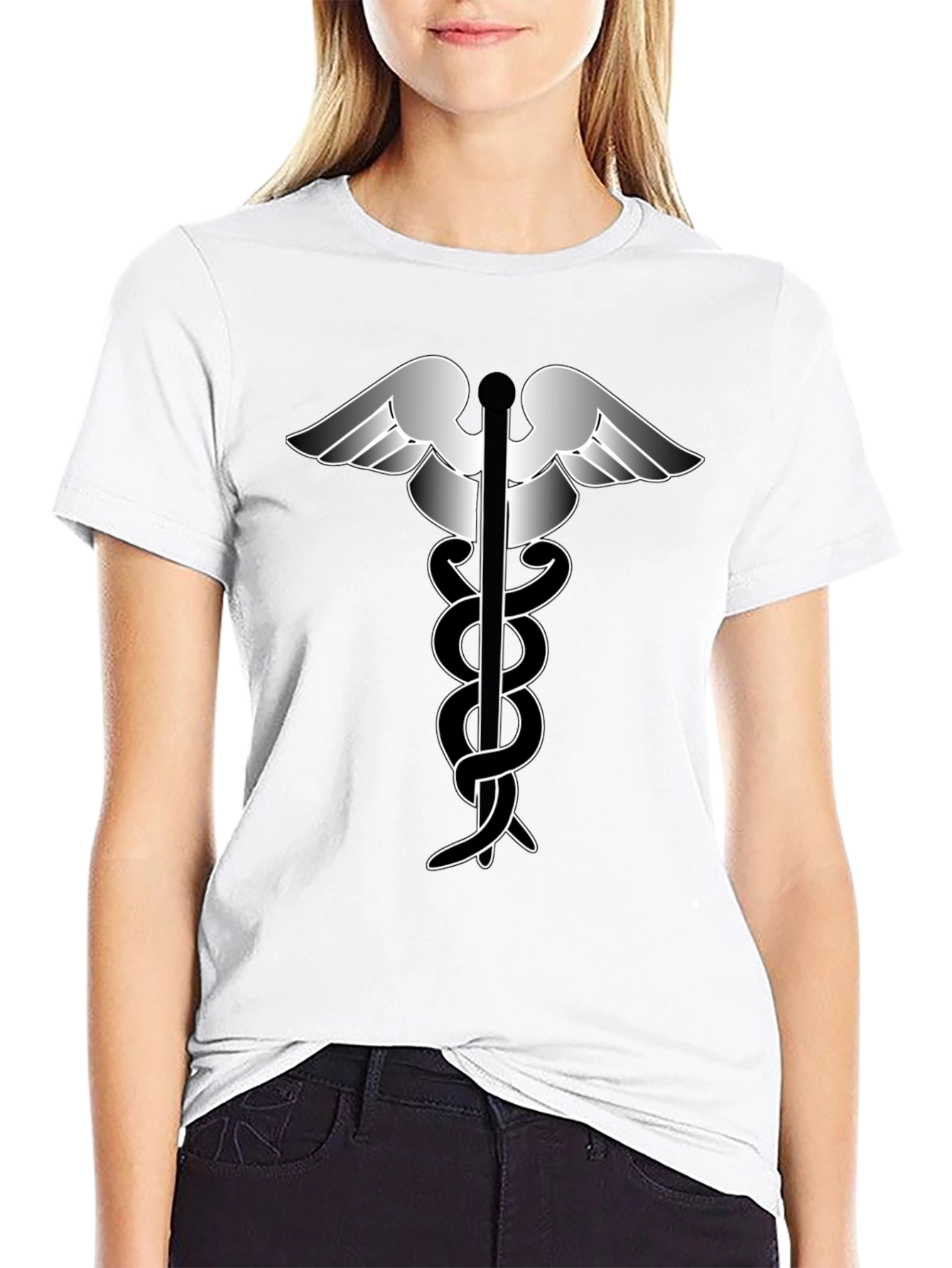 Caduceus Medical Symbol Black T-Shirt