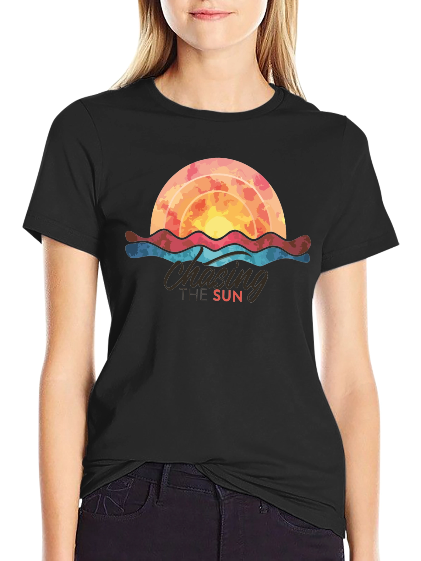 Chasing the Sun Graphic Tee - Stylish Black T-Shirt