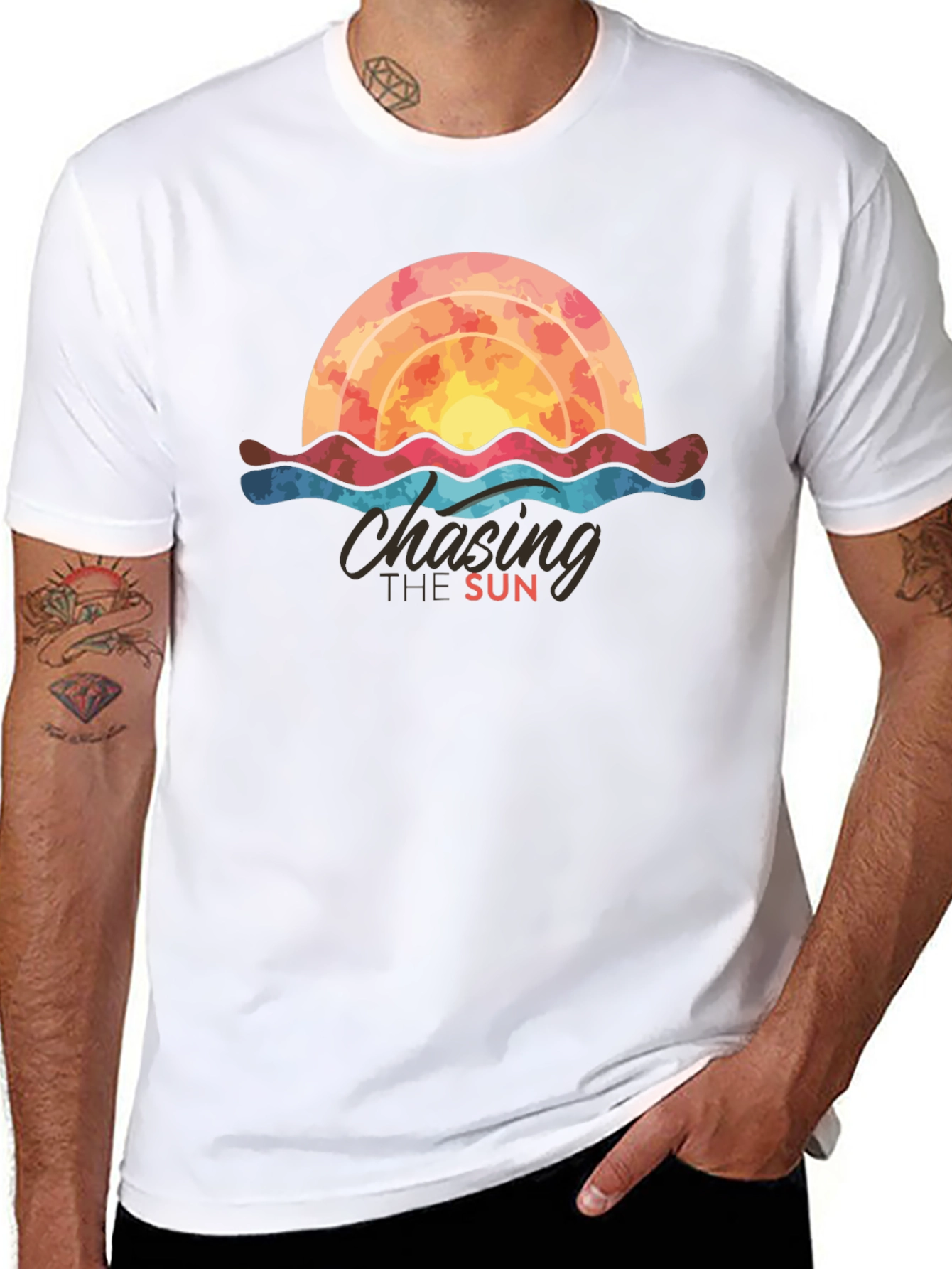 Chasing the Sun Graphic Tee - Stylish Black T-Shirt