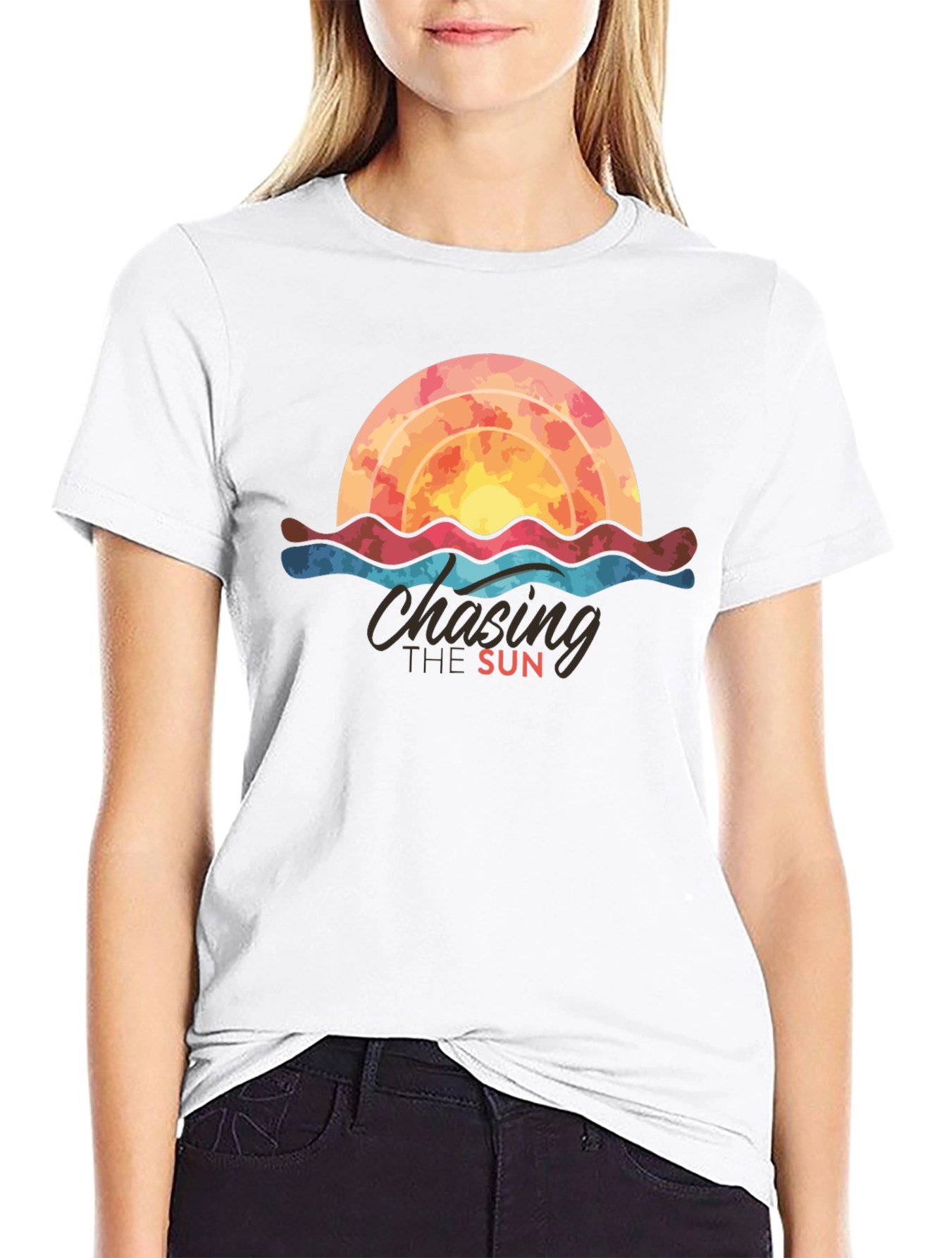 Chasing the Sun Graphic Tee - Stylish Black T-Shirt