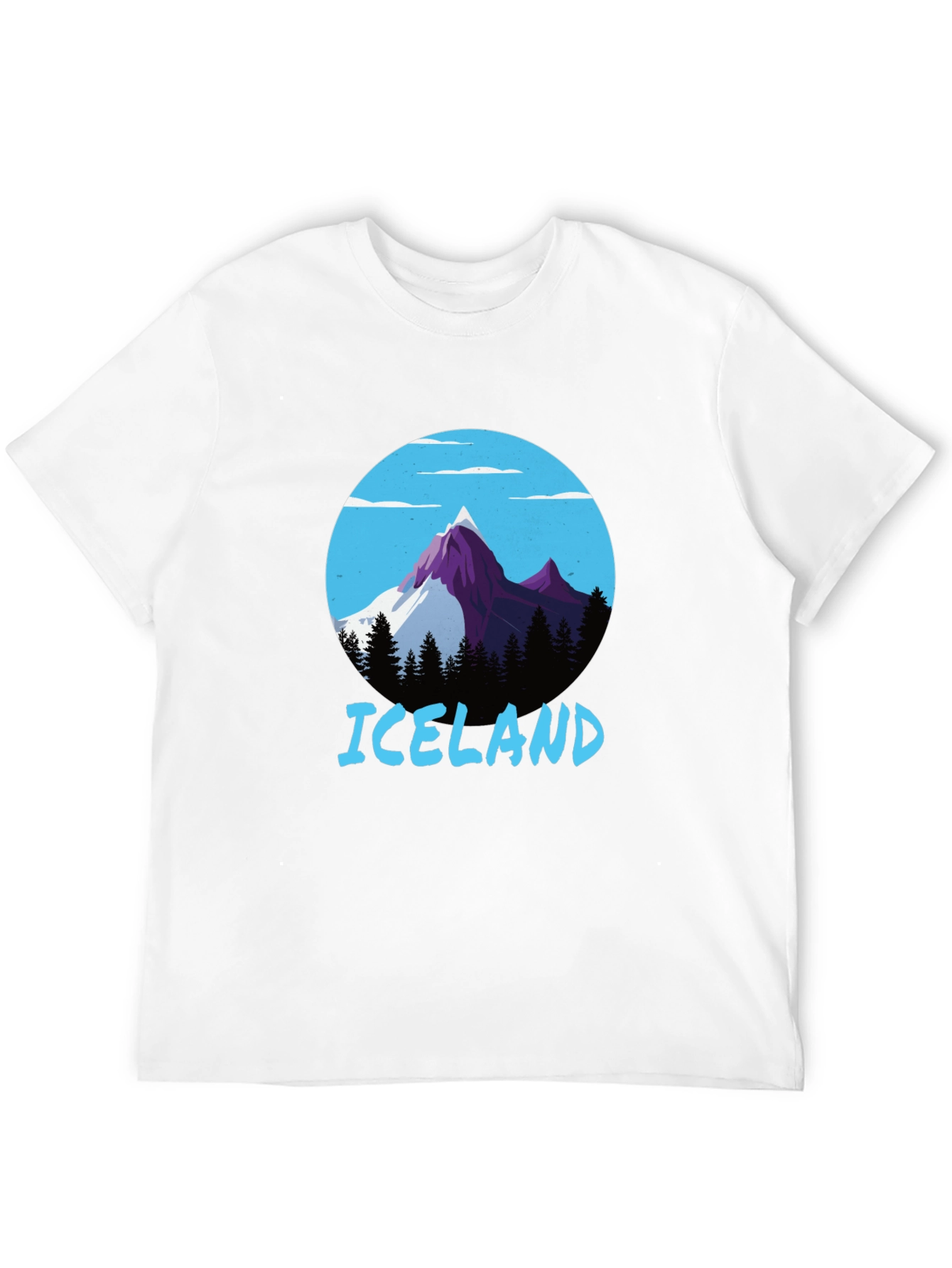 Iceland Mountain Scene Graphic Tee - Black