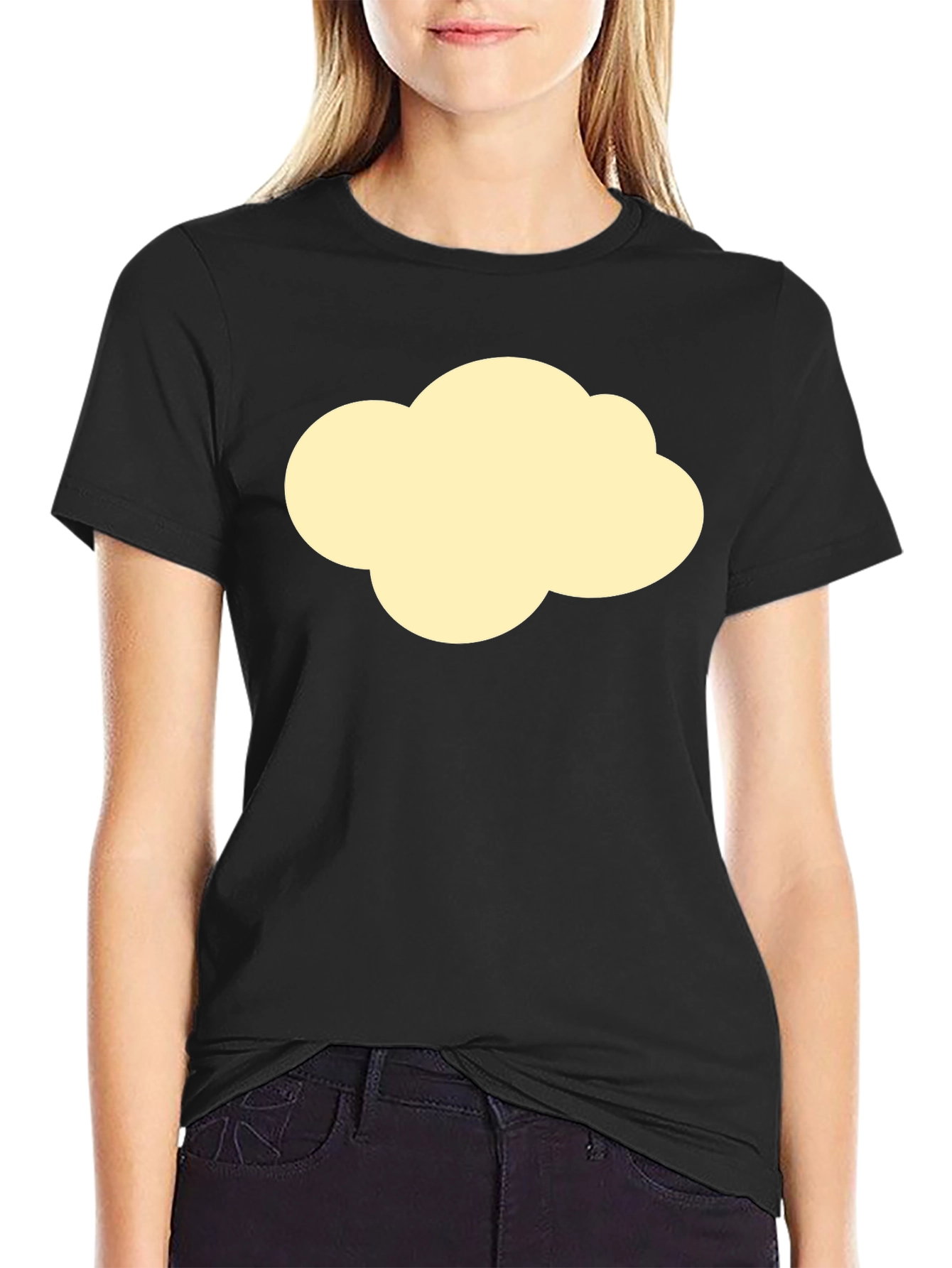 Cloud Graphic Tee - Black Cotton Casual T-Shirt