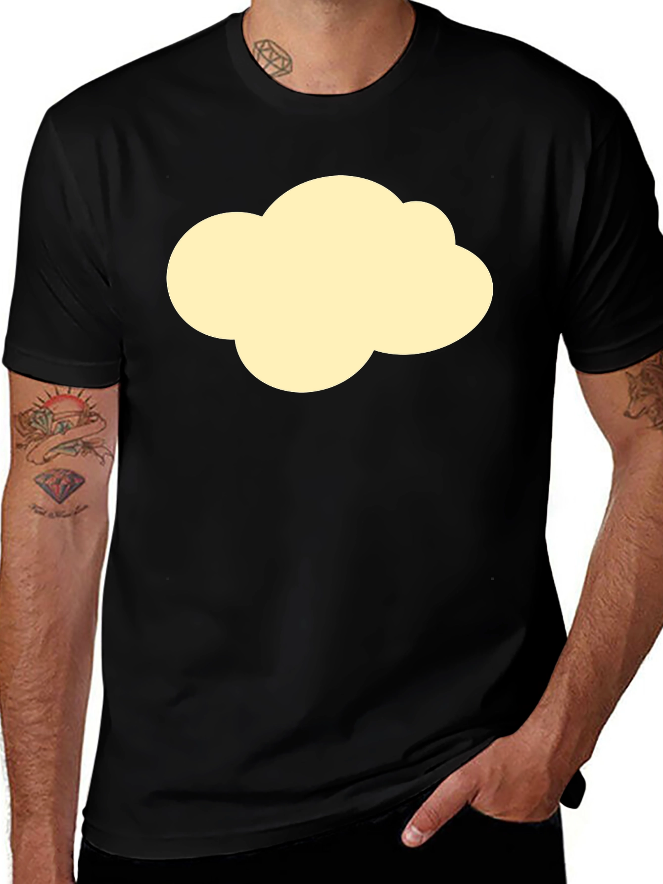 Cloud Graphic Tee - Black Cotton Casual T-Shirt