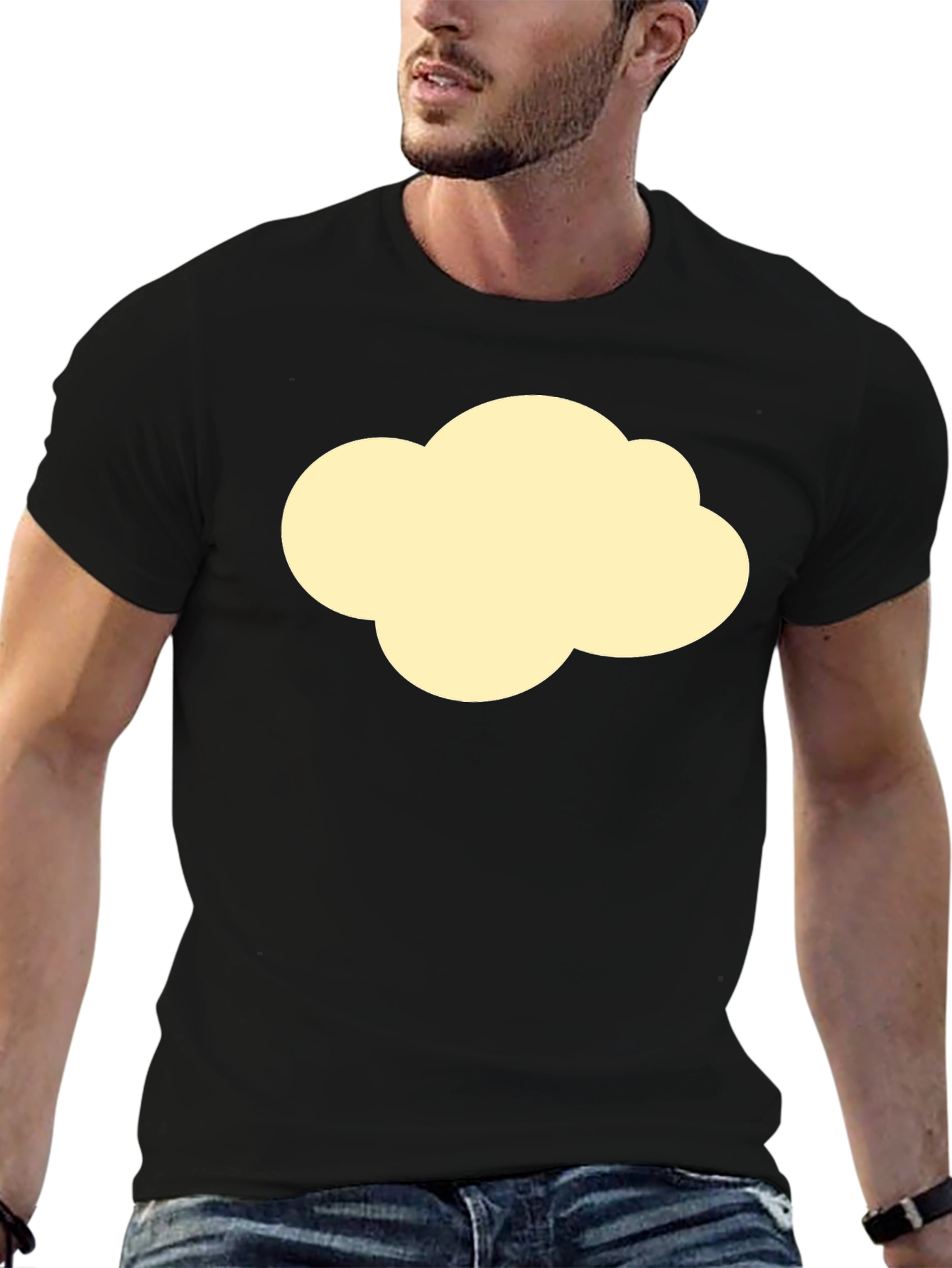 Cloud Graphic Tee - Black Cotton Casual T-Shirt