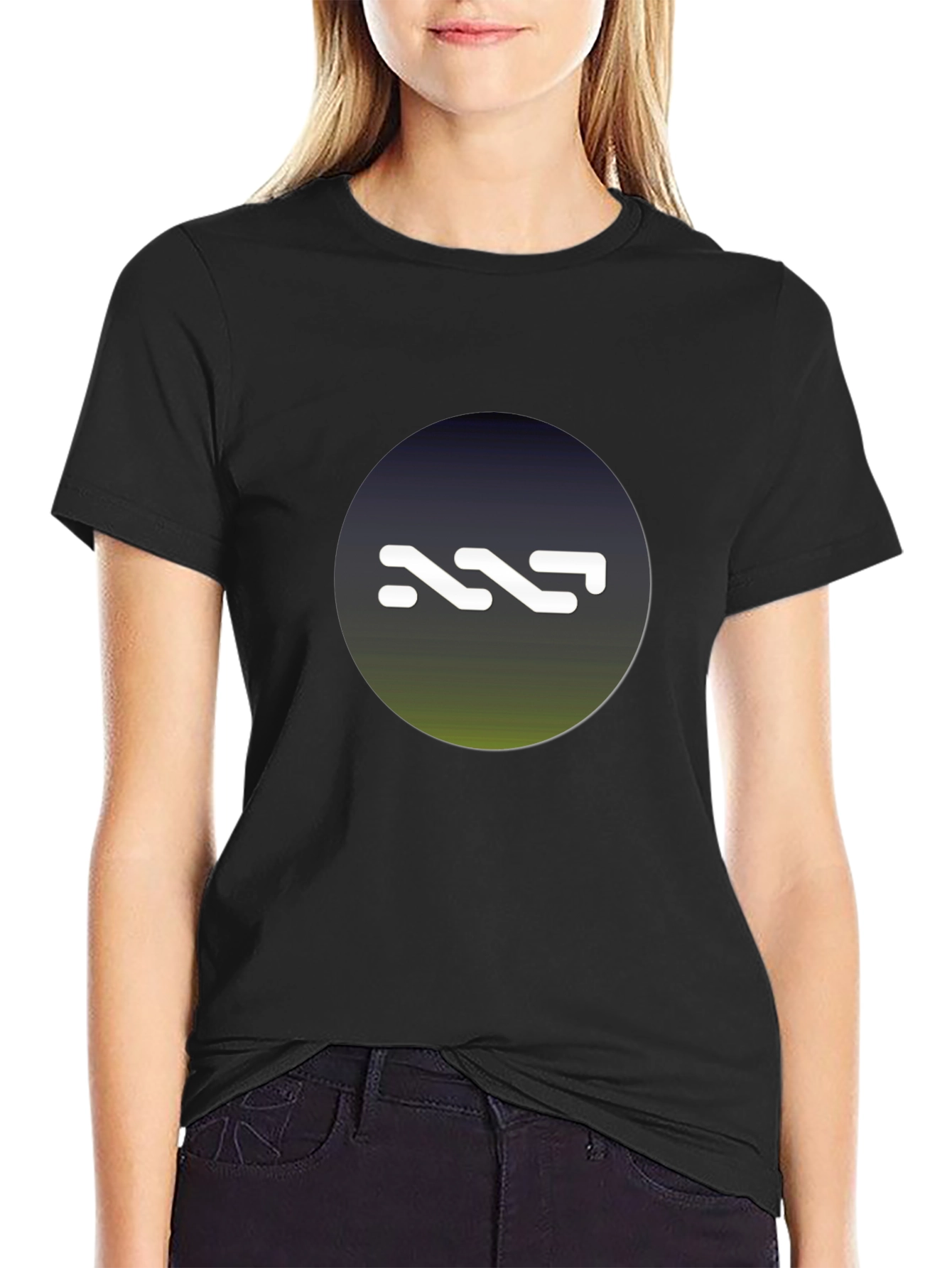 NNN Logo Black T-Shirt - Gradient Circle Design
