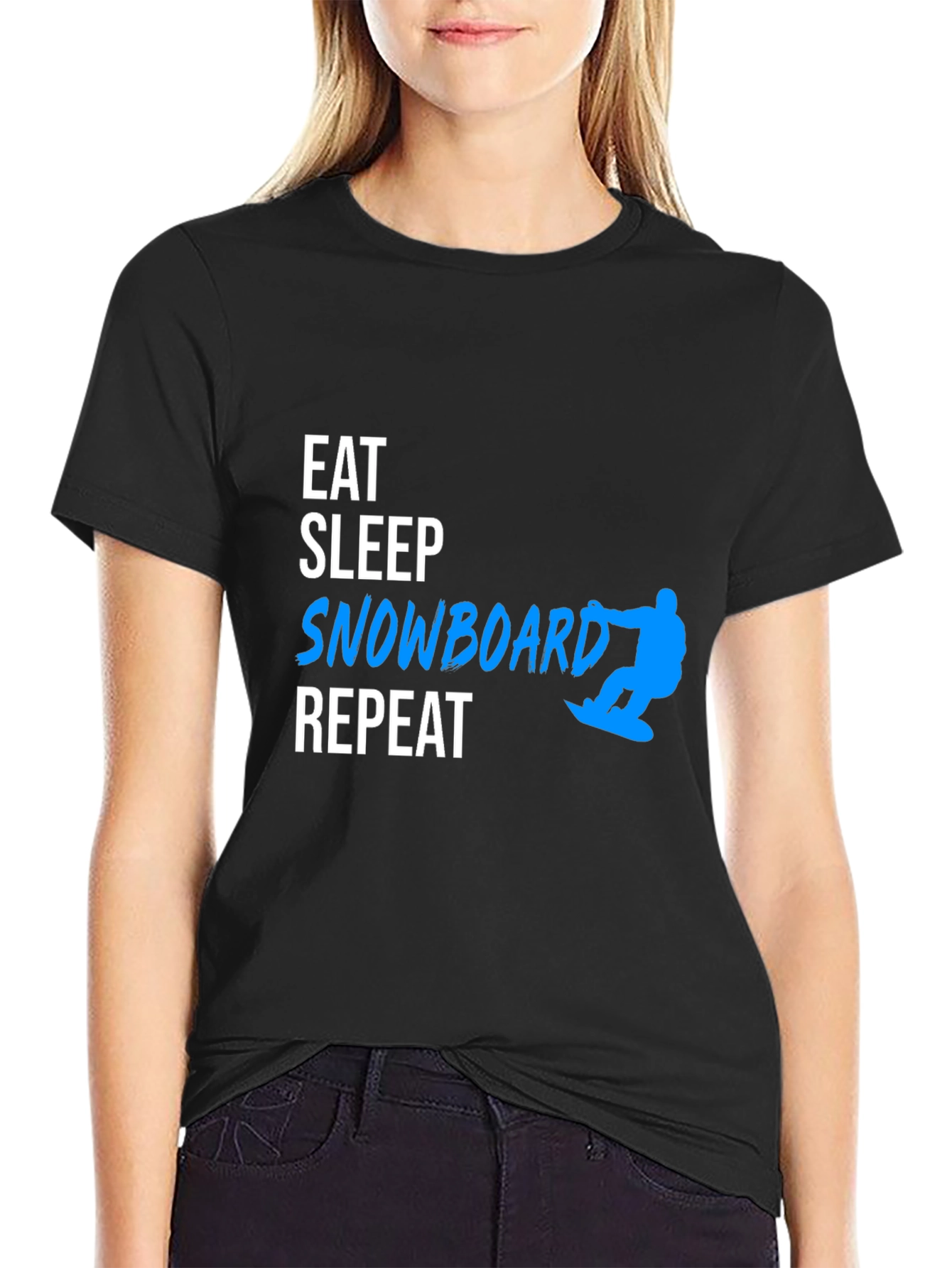 Eat Sleep Snowboard Repeat Black T-Shirt