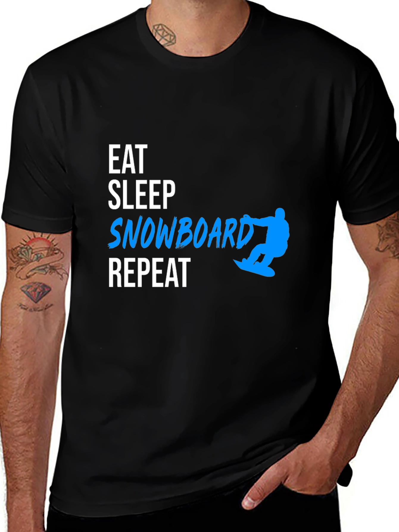 Eat Sleep Snowboard Repeat Black T-Shirt