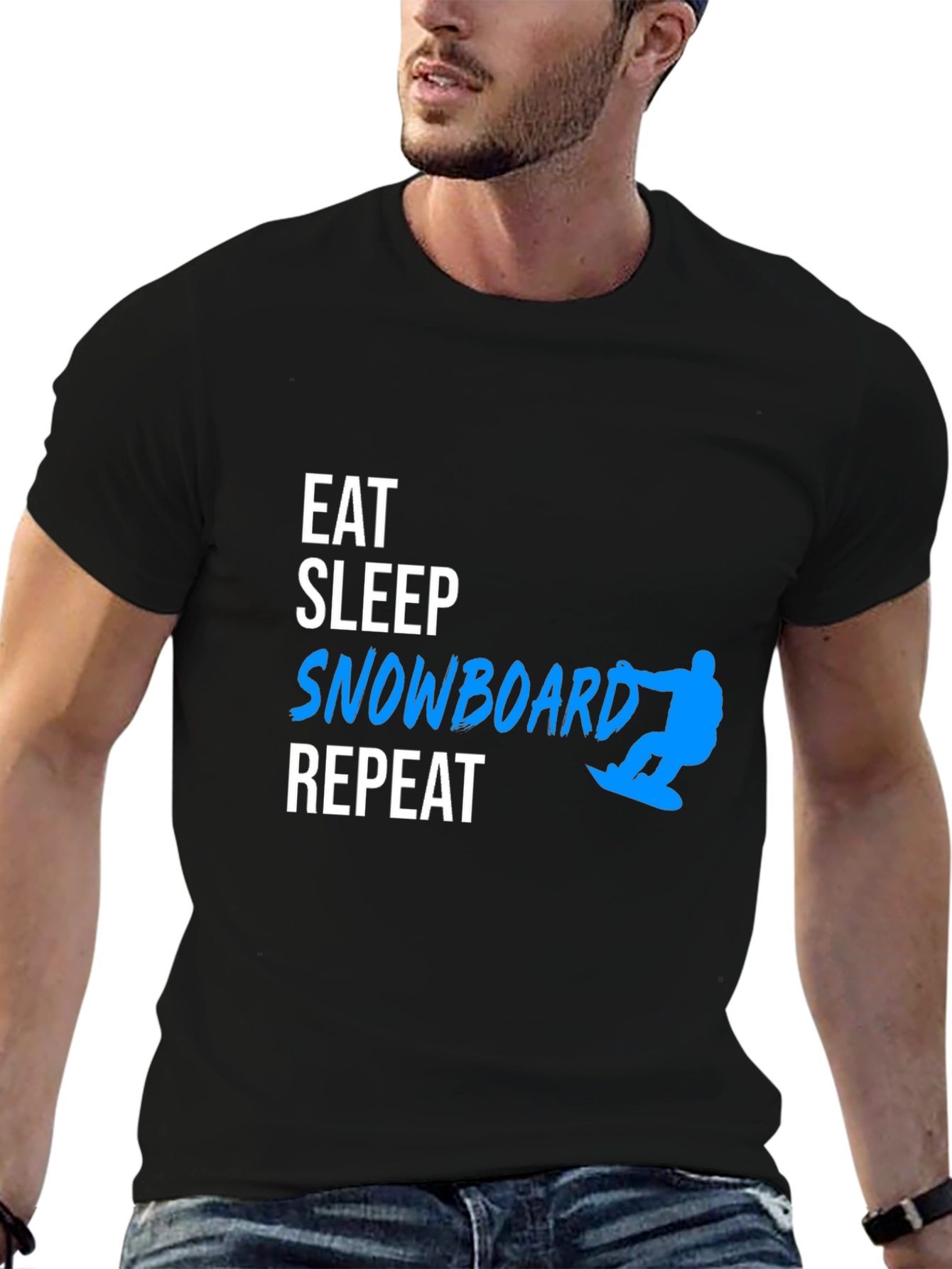 Eat Sleep Snowboard Repeat Black T-Shirt
