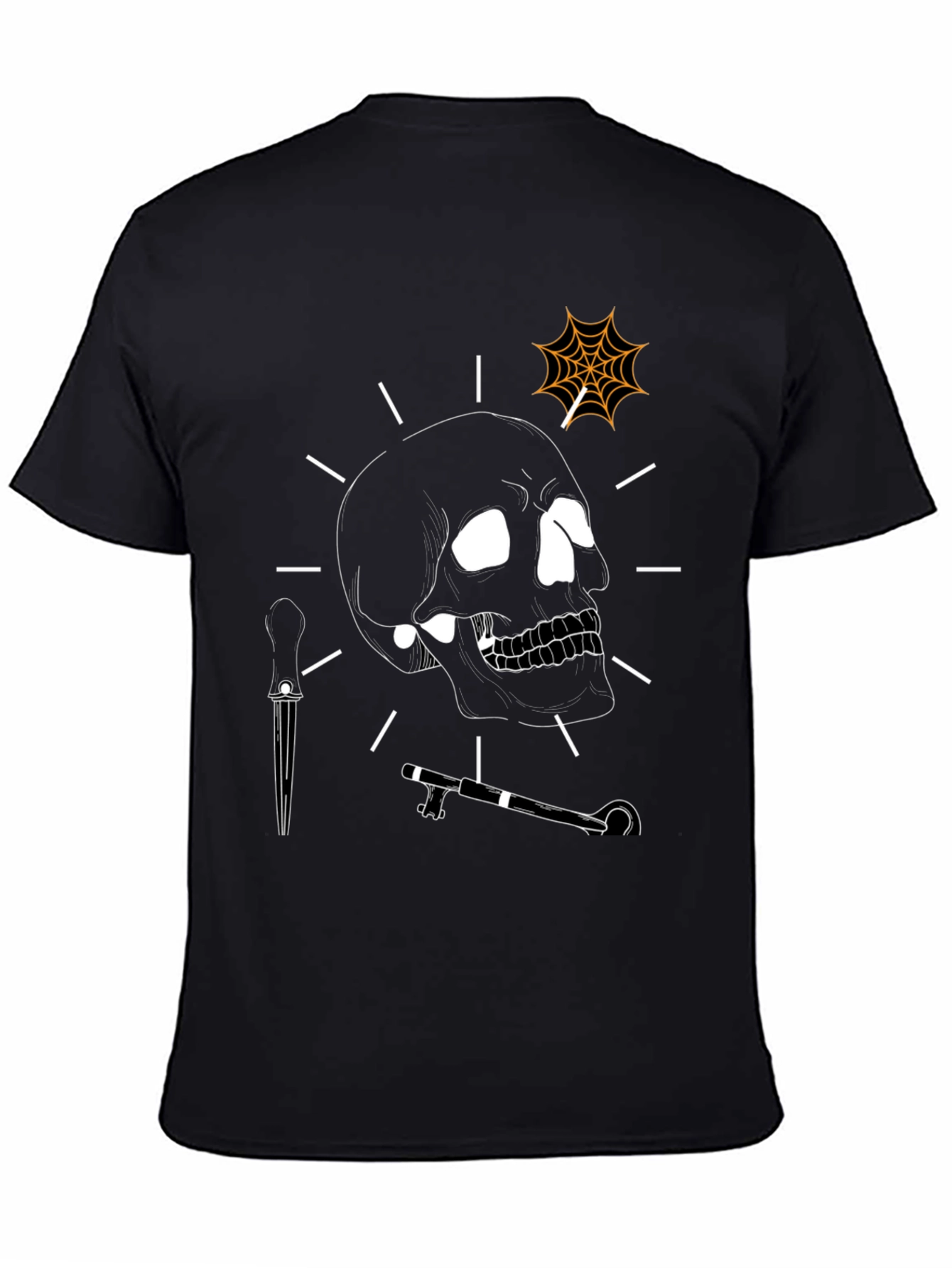 Skull and Spiderweb Graphic T-Shirt