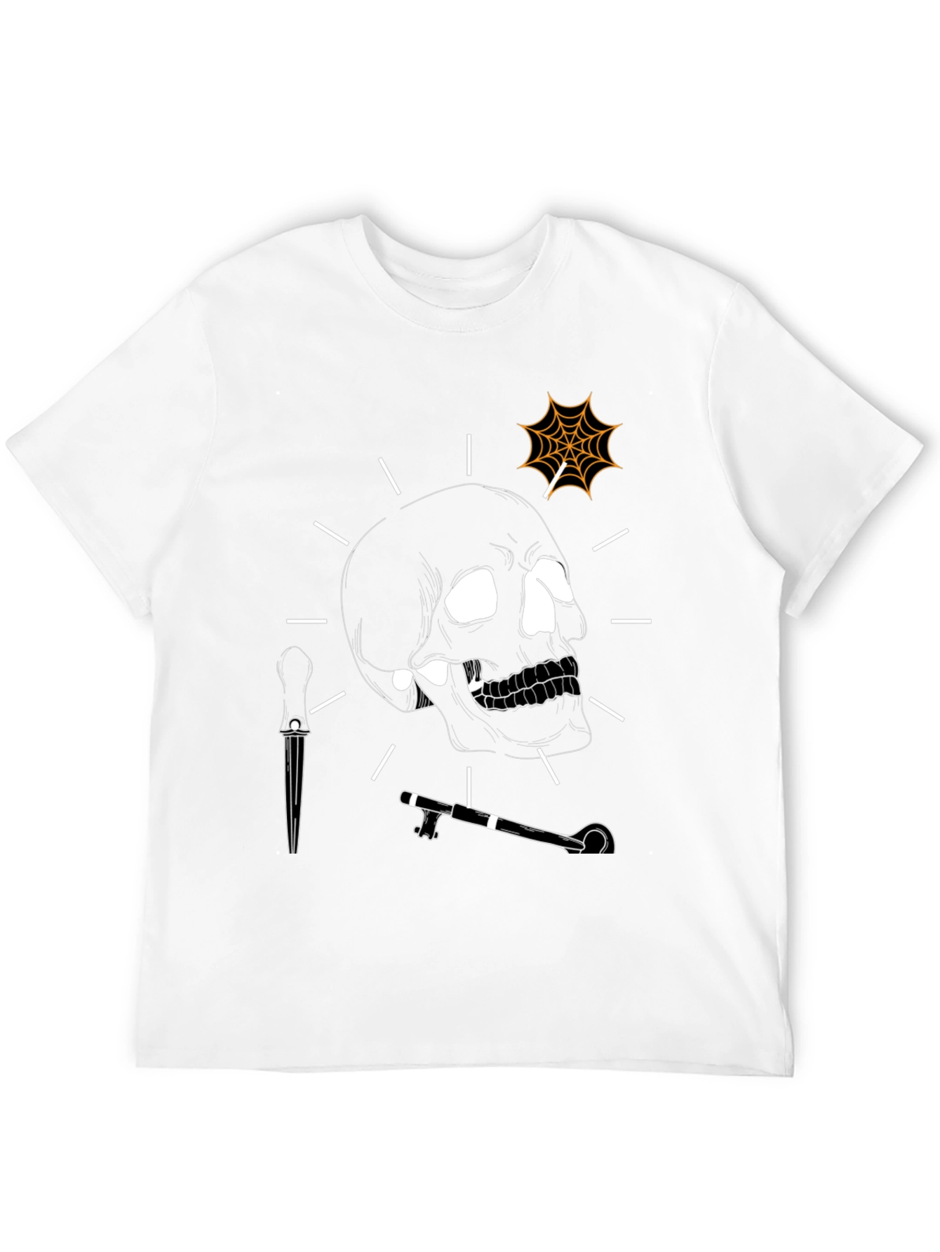 Skull and Spiderweb Graphic T-Shirt