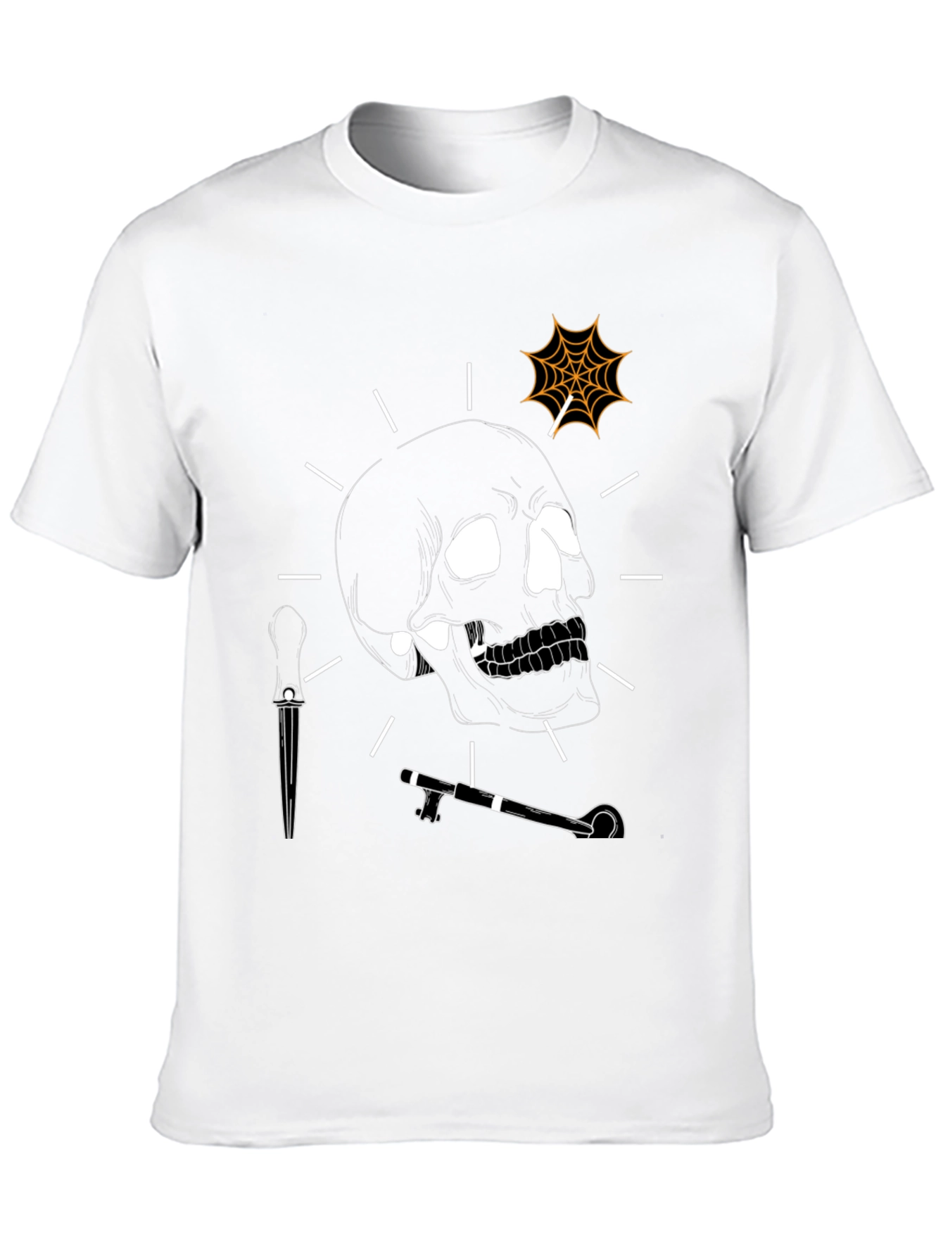 Skull and Spiderweb Graphic T-Shirt