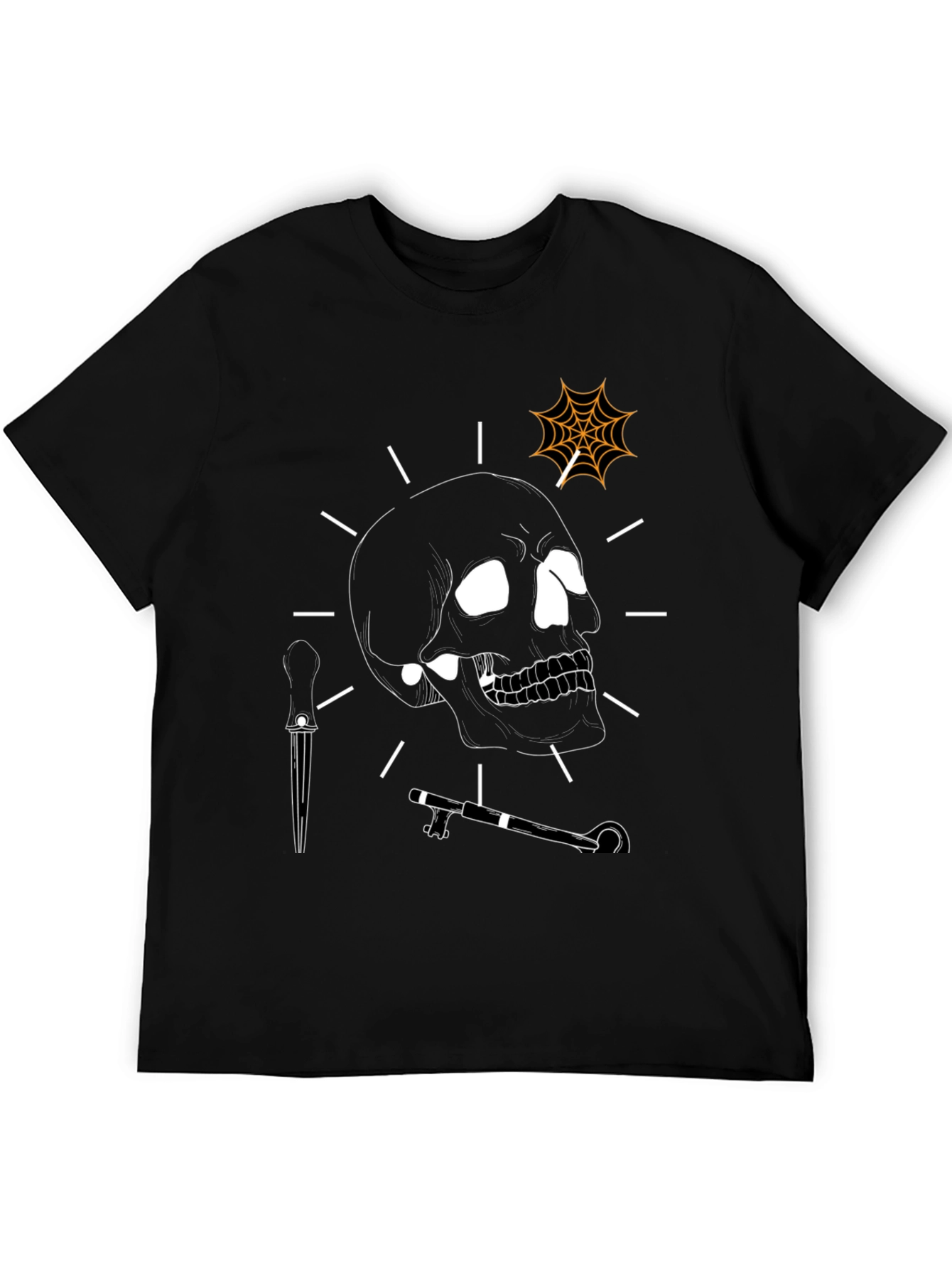 Skull and Spiderweb Graphic T-Shirt