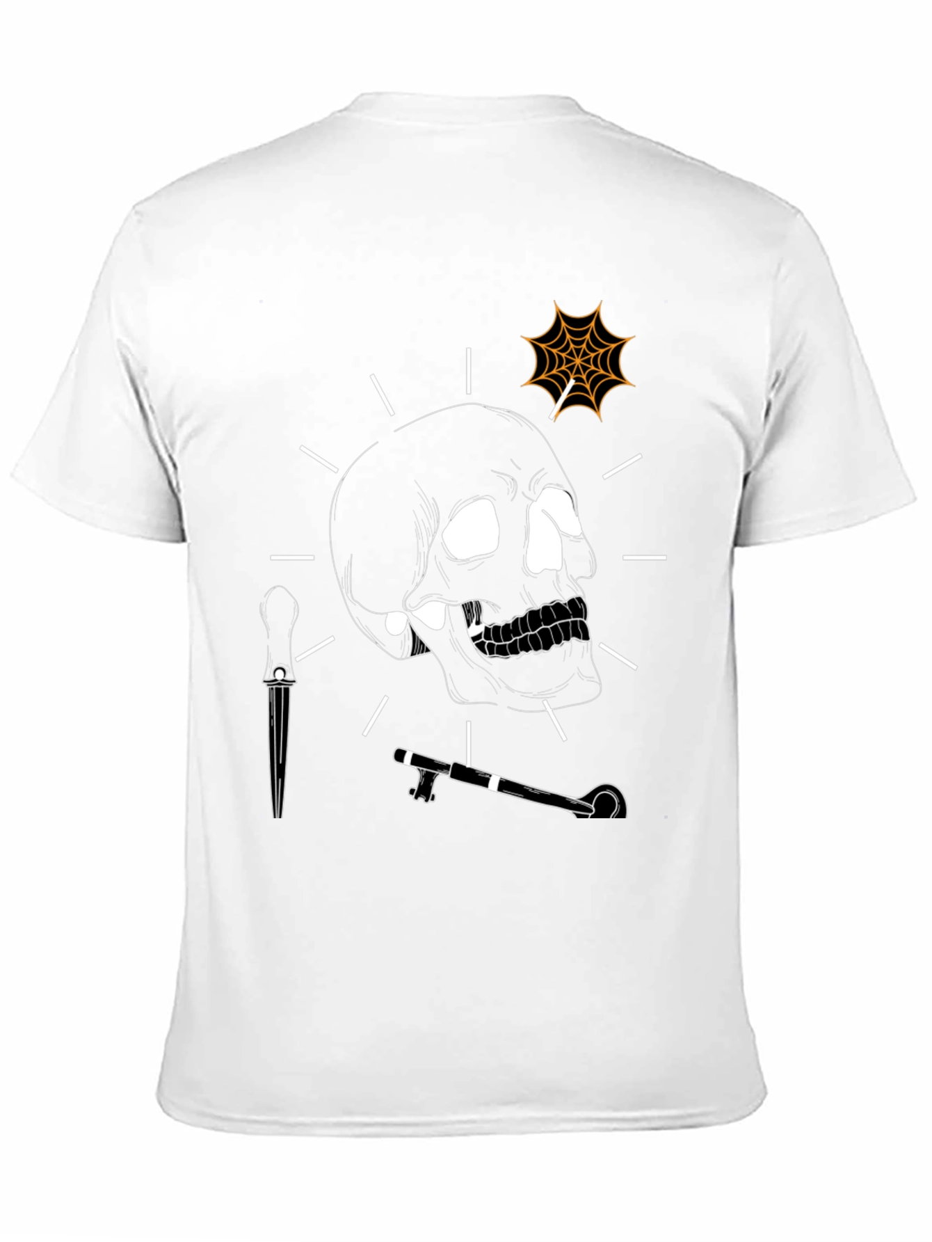 Skull and Spiderweb Graphic T-Shirt