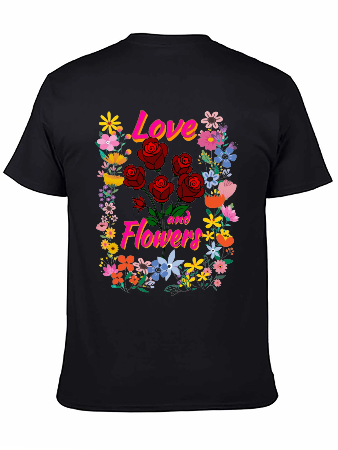 Love and Flowers Graphic T-Shirt