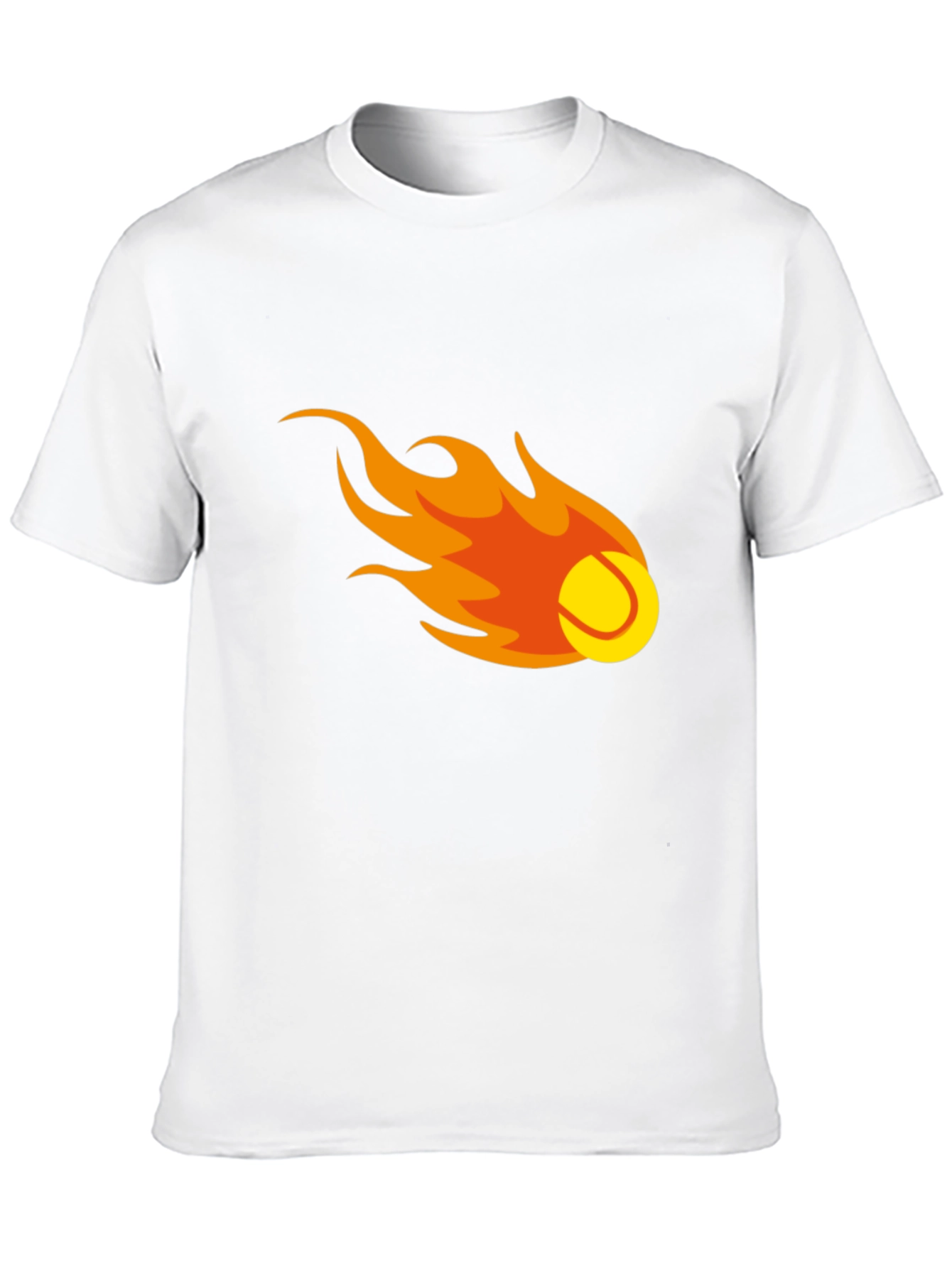 Flaming Tennis Ball Graphic Tee - Black Cotton T-Shirt