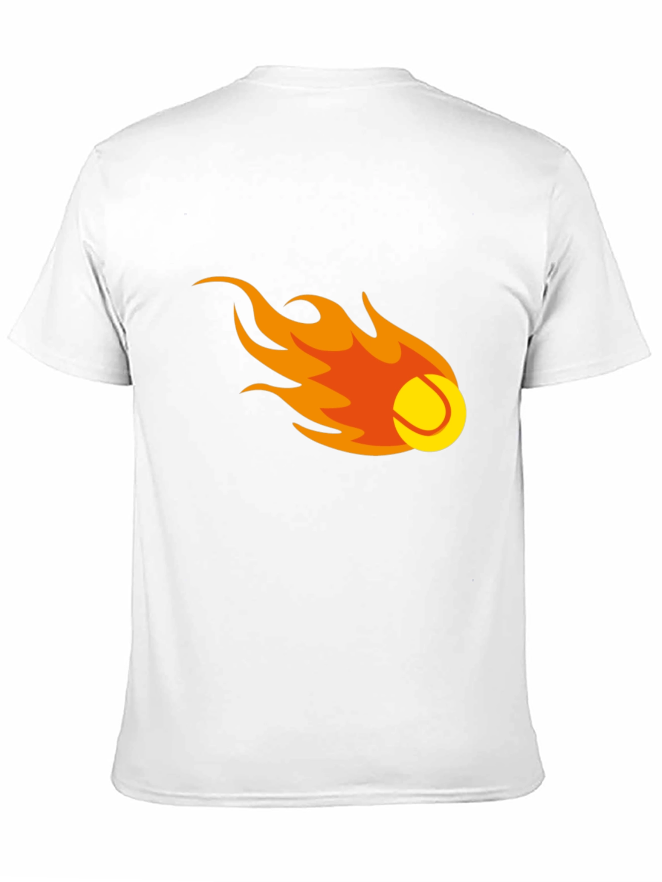 Flaming Tennis Ball Graphic Tee - Black Cotton T-Shirt