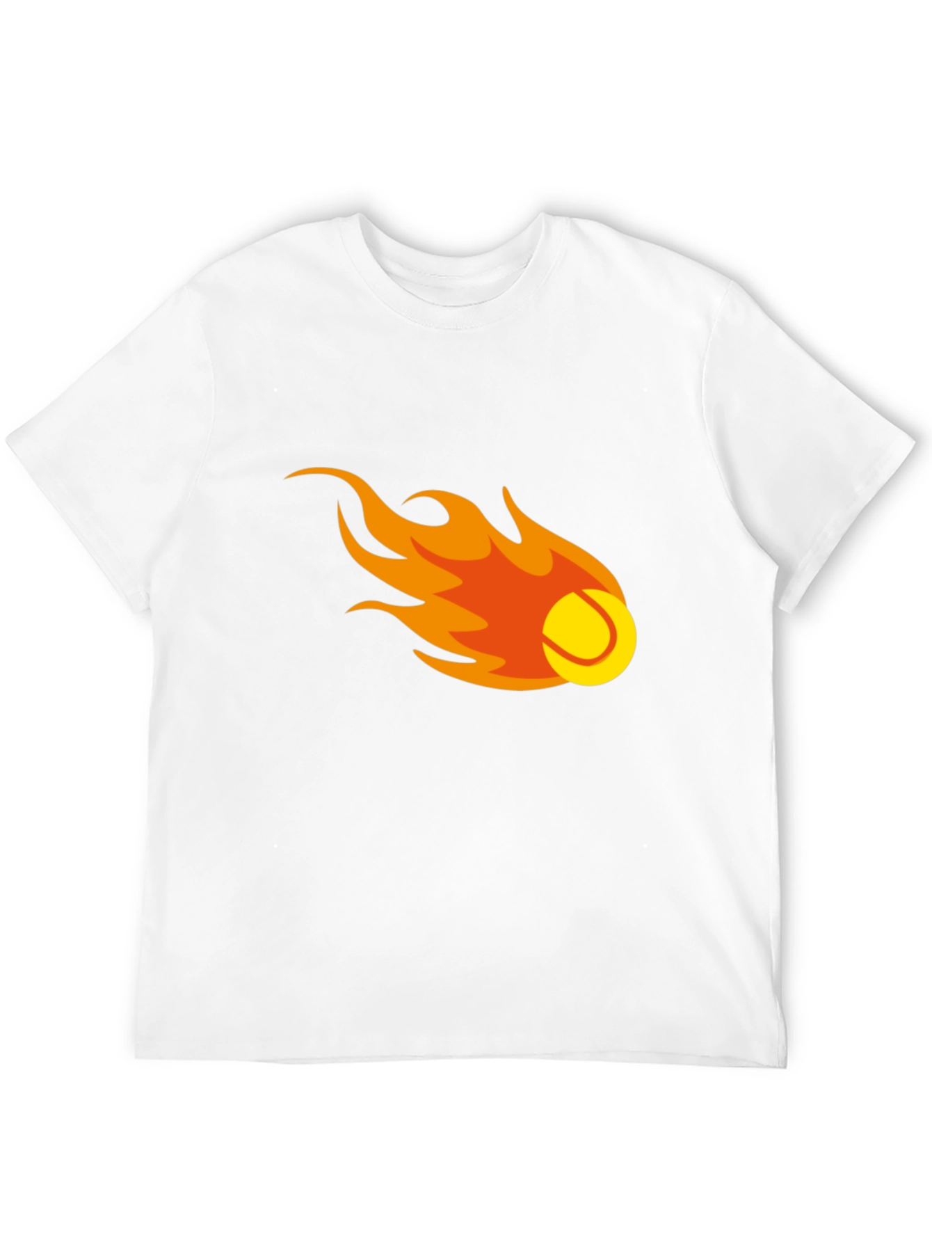 Flaming Tennis Ball Graphic Tee - Black Cotton T-Shirt