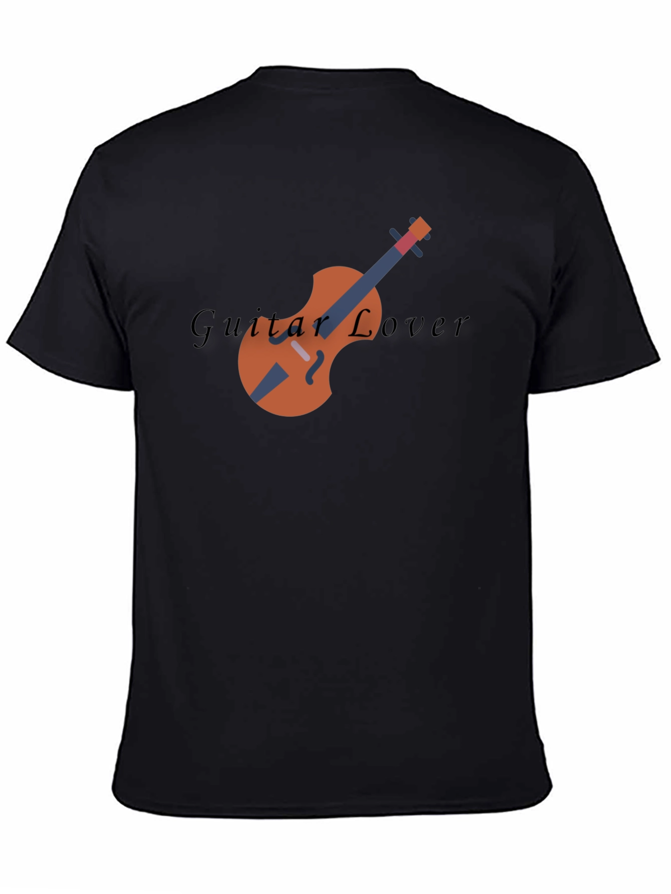 Guitar Lover Graphic Print Black T-Shirt