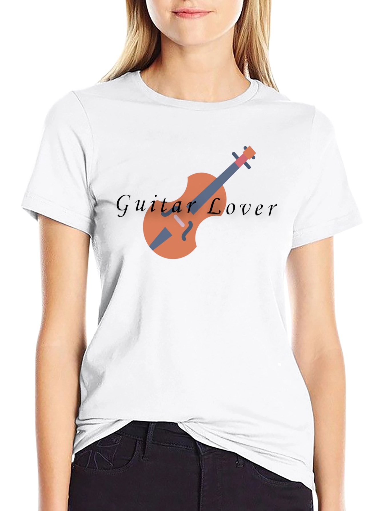 Guitar Lover Graphic Print Black T-Shirt