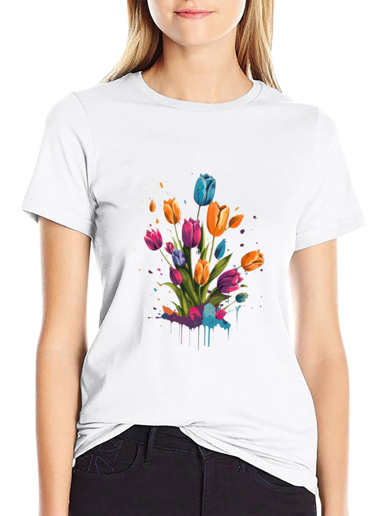 Tulip Splash Black T-Shirt