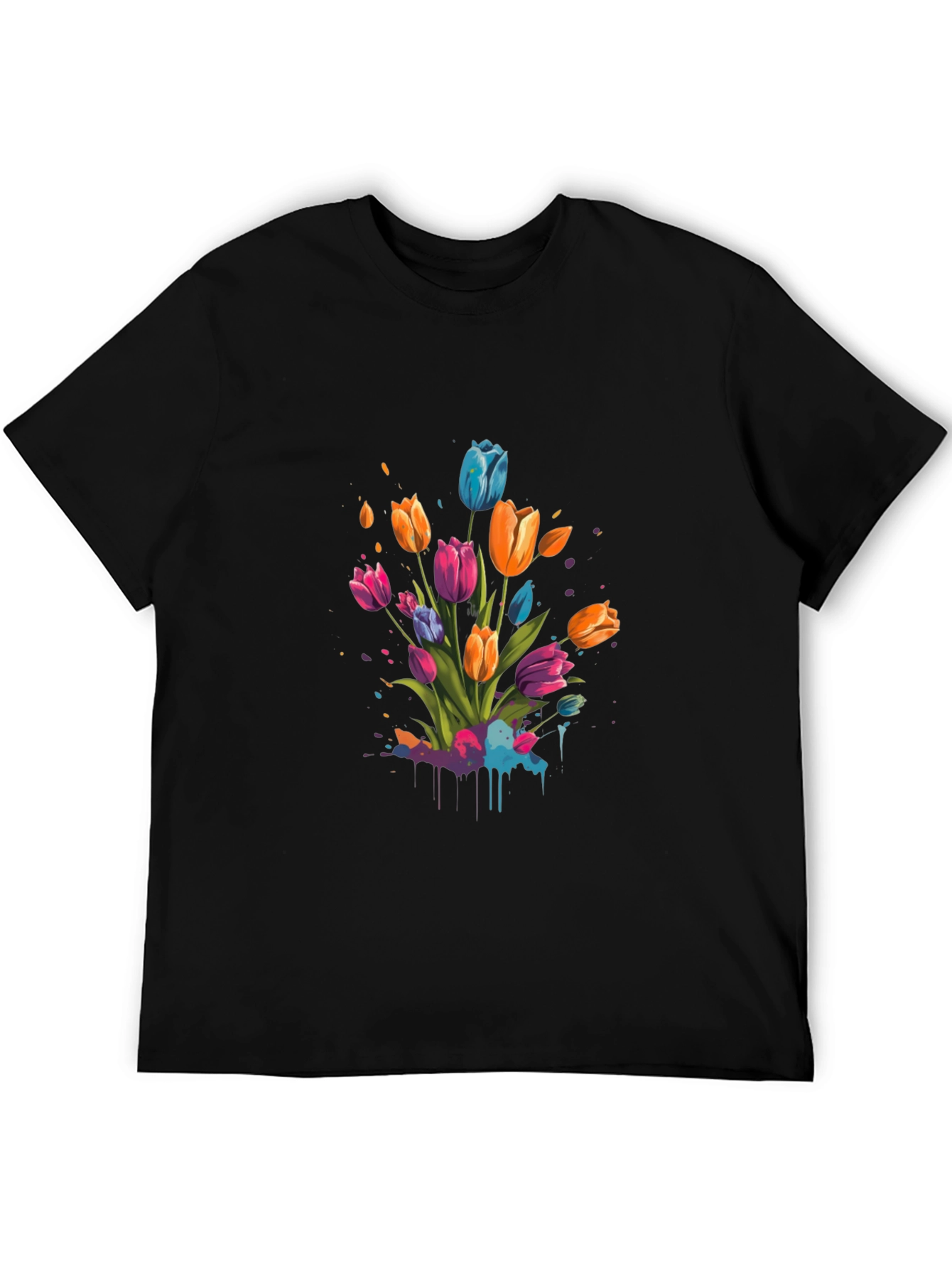 Tulip Splash Black T-Shirt