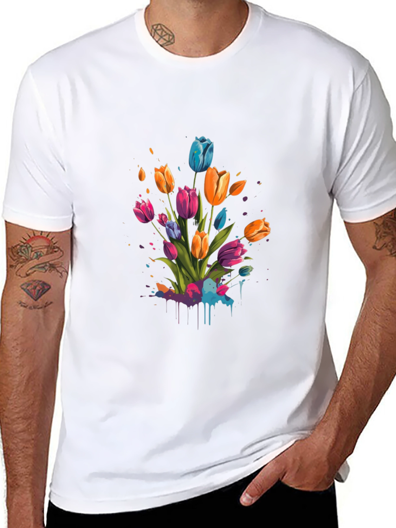 Tulip Splash Black T-Shirt