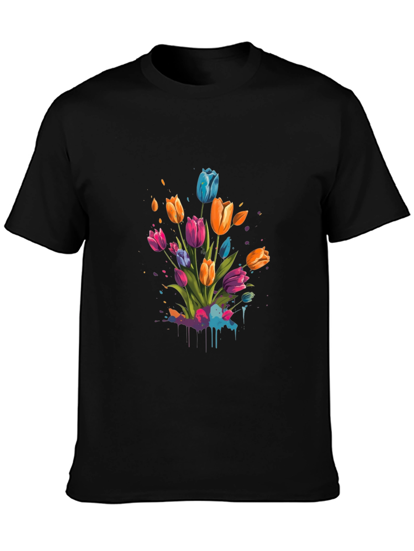 Tulip Splash Black T-Shirt