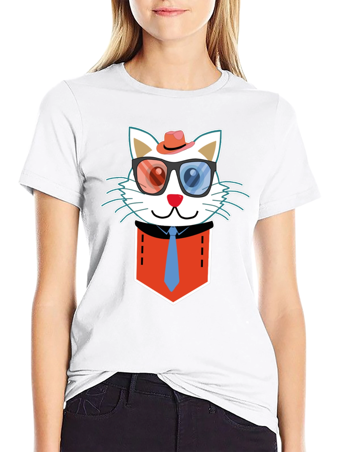 Cat in Pocket T-Shirt - Funny Graphic Tee