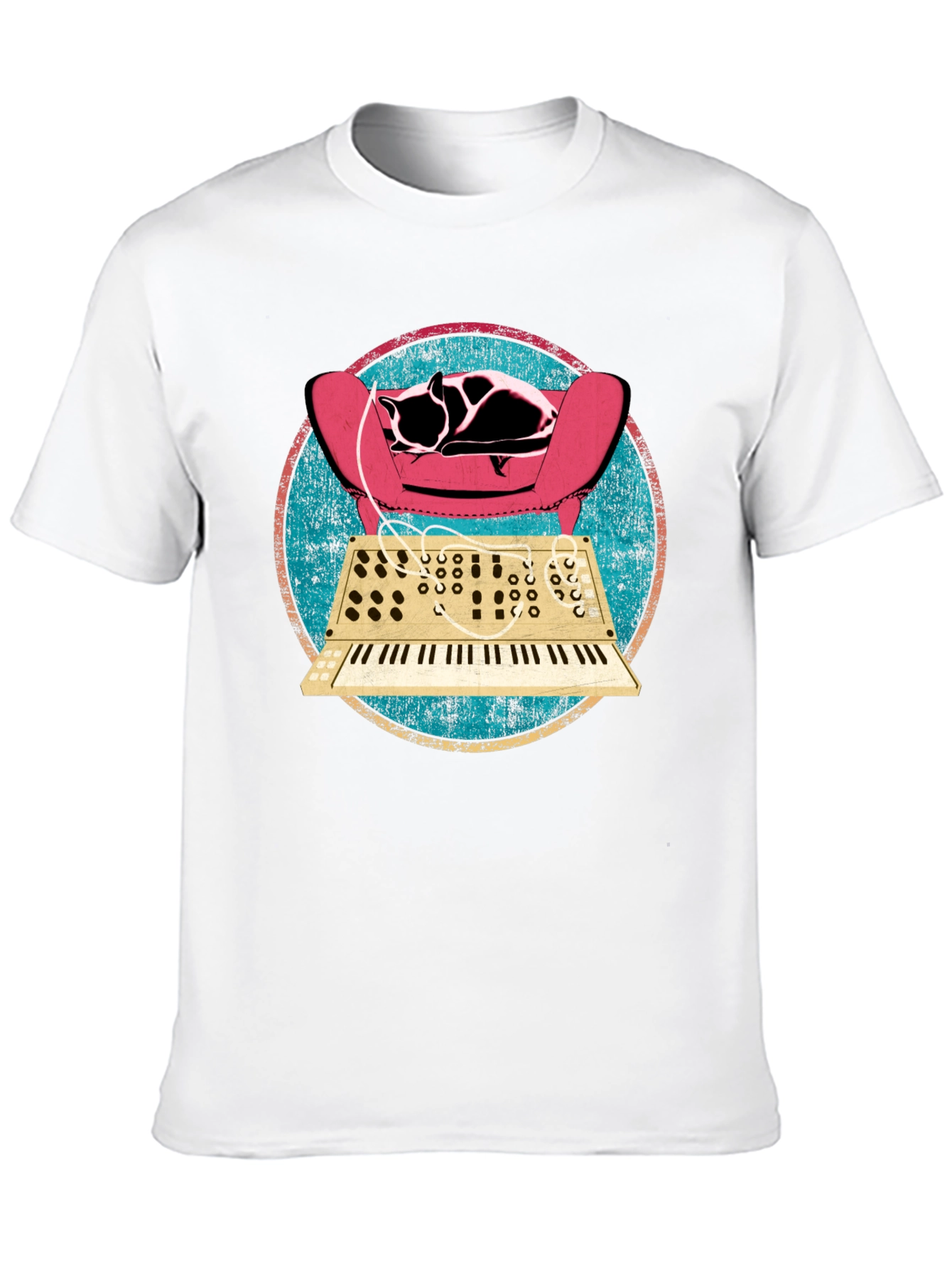Cat on Synth T-Shirt - Retro Musical Design