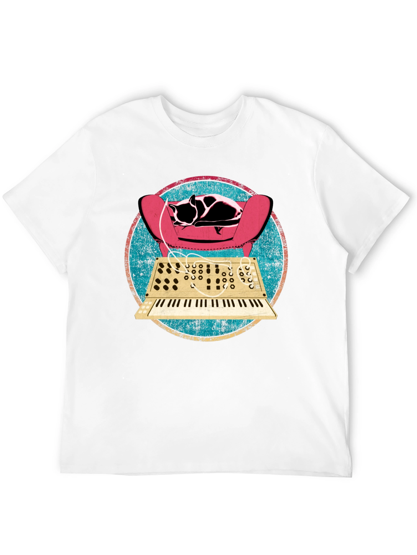 Cat on Synth T-Shirt - Retro Musical Design