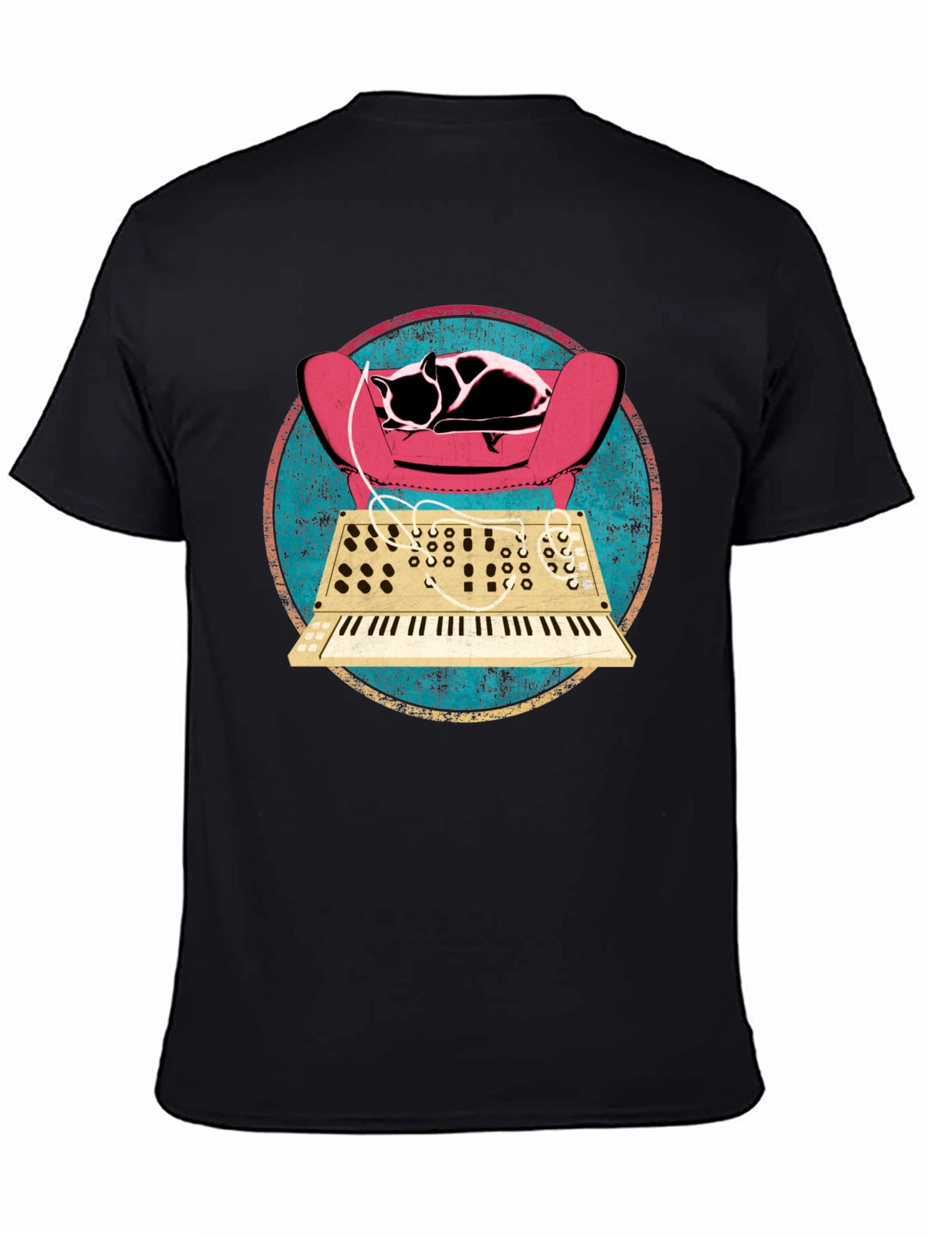 Cat on Synth T-Shirt - Retro Musical Design