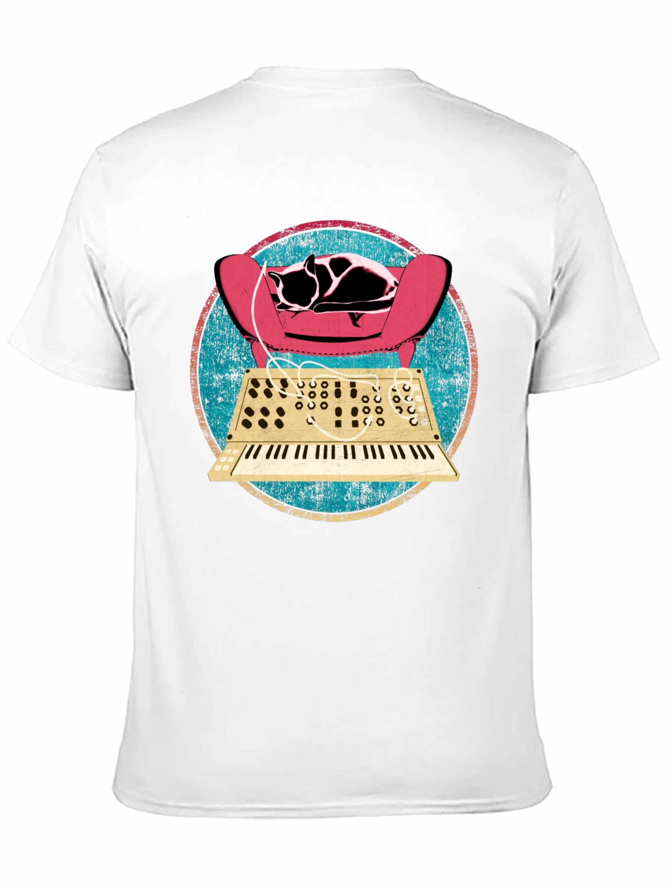 Cat on Synth T-Shirt - Retro Musical Design