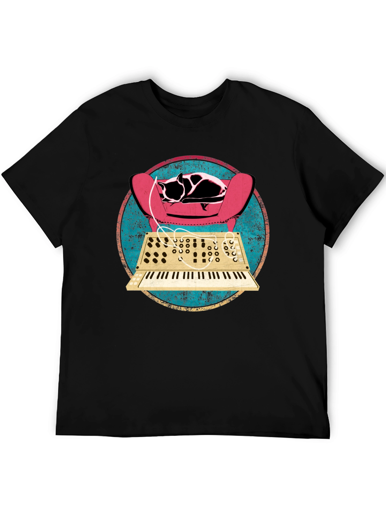Cat on Synth T-Shirt - Retro Musical Design