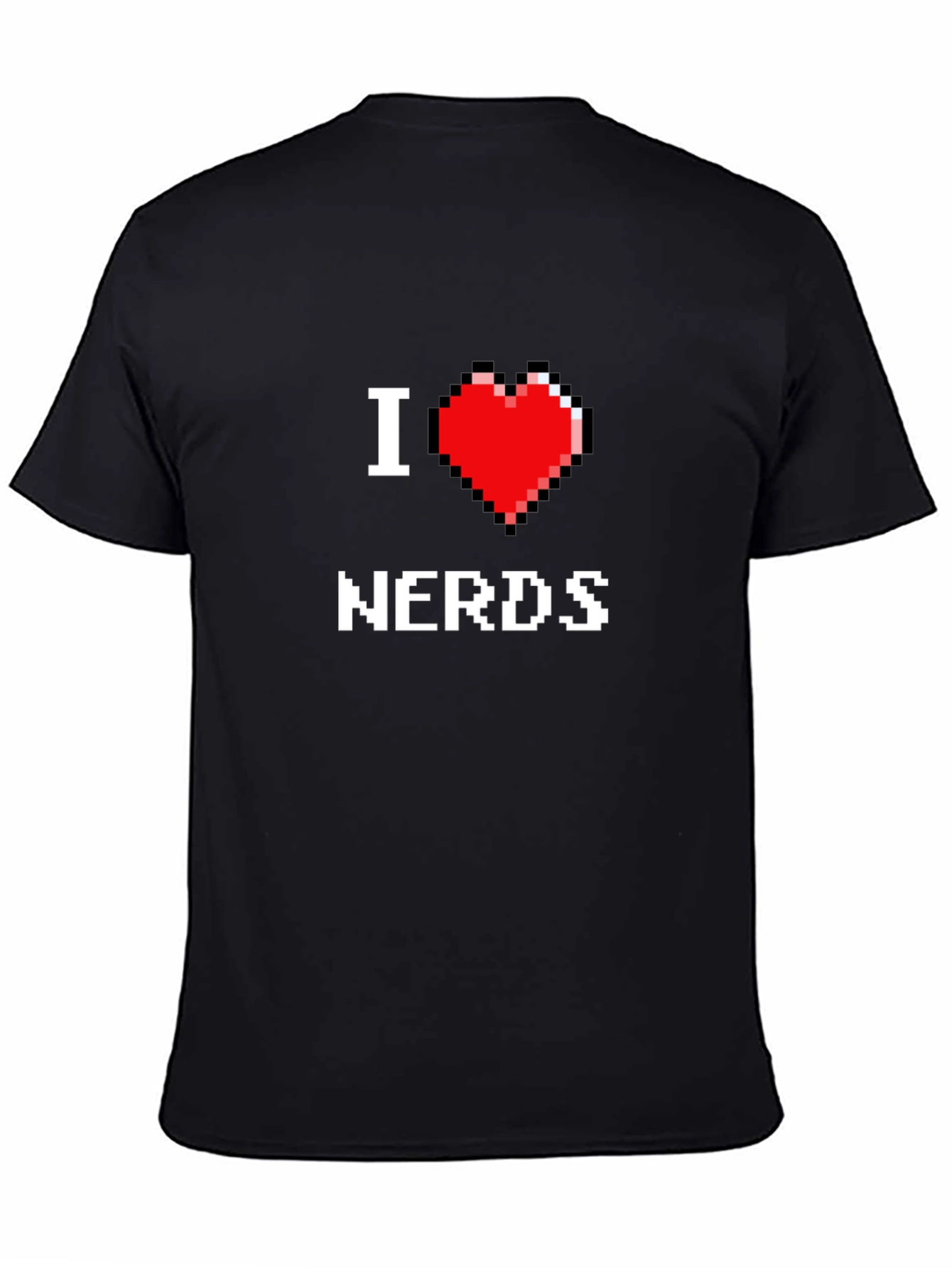 I Heart Nerds Pixel Art Black Graphic Tee