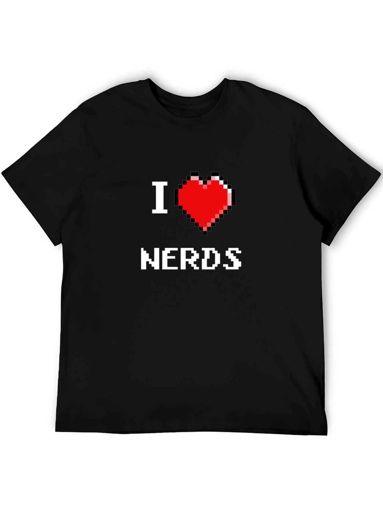 I Heart Nerds Pixel Art Black Graphic Tee