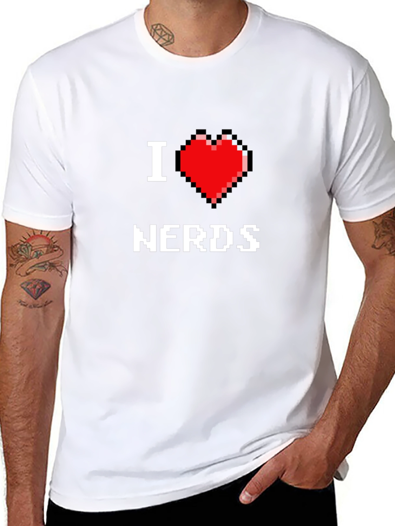 I Heart Nerds Pixel Art Black Graphic Tee