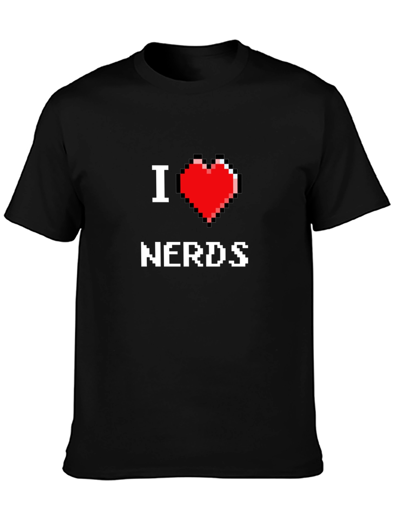 I Heart Nerds Pixel Art Black Graphic Tee