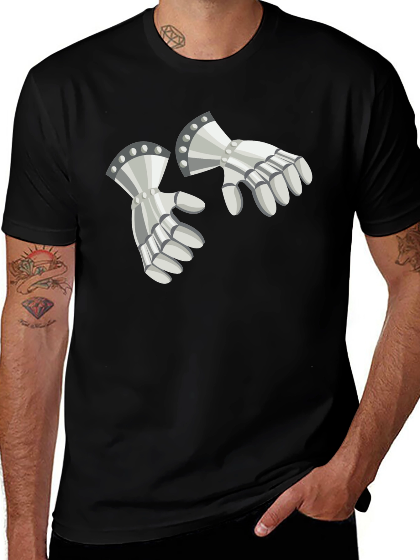Knightly Gauntlets Graphic Tee - Medieval Humor