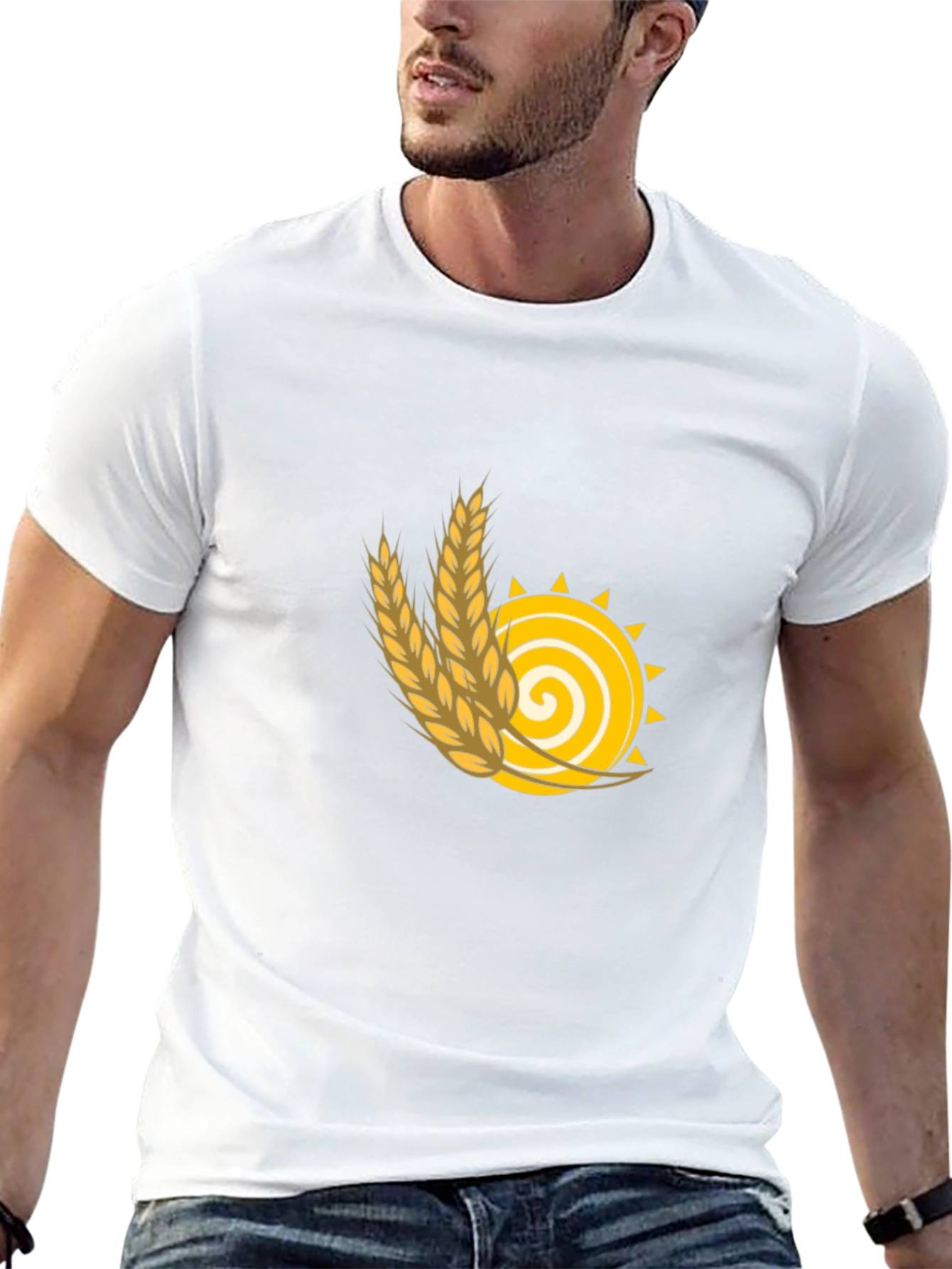 Wheat Sun Graphic Tee - Black Cotton T-Shirt