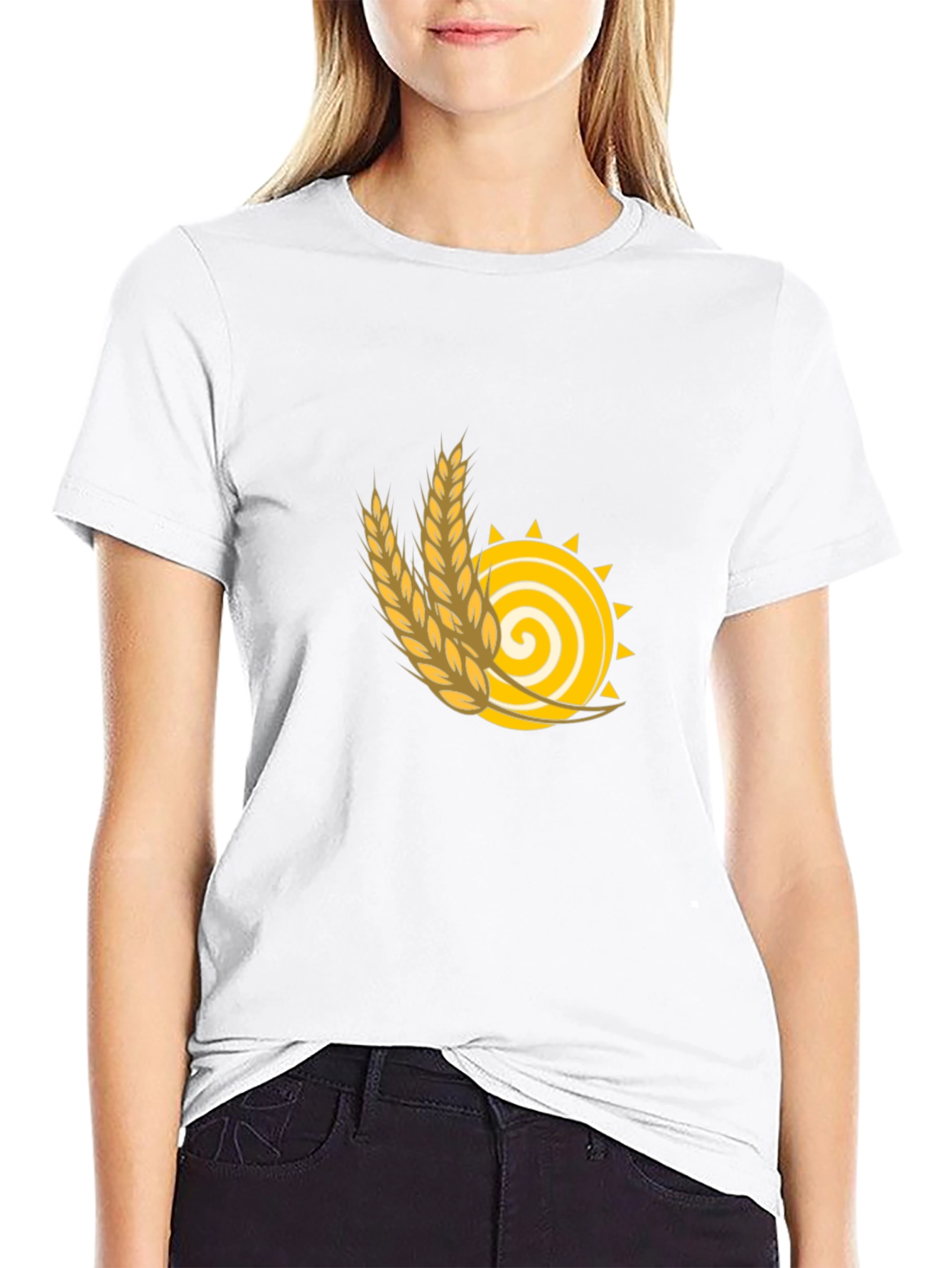 Wheat Sun Graphic Tee - Black Cotton T-Shirt