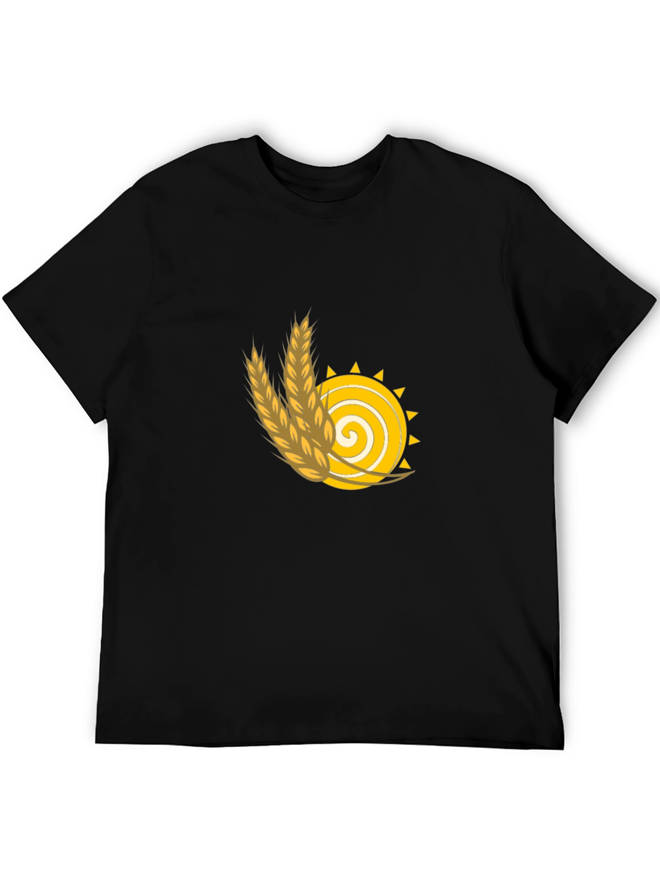 Wheat Sun Graphic Tee - Black Cotton T-Shirt