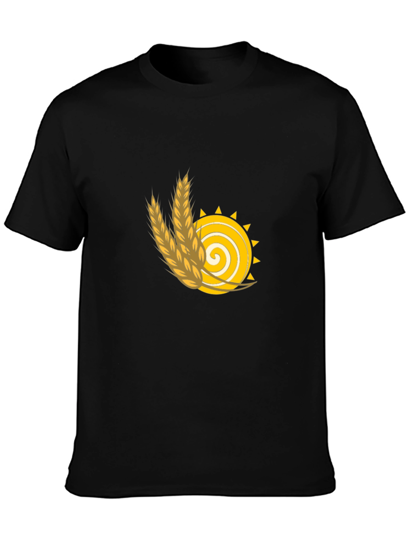 Wheat Sun Graphic Tee - Black Cotton T-Shirt