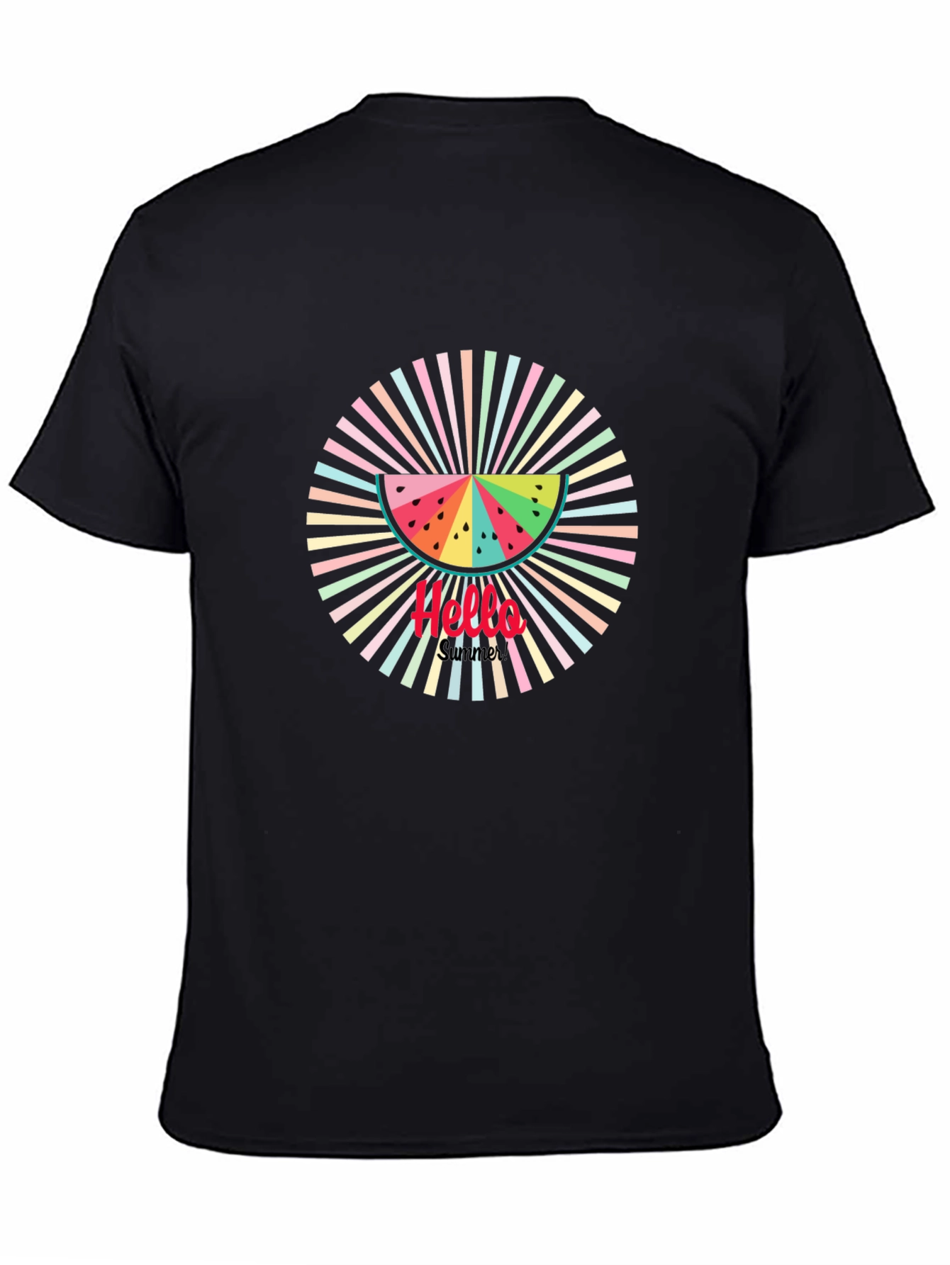 Summer Vibes Black Tee - Watermelon Graphic Print