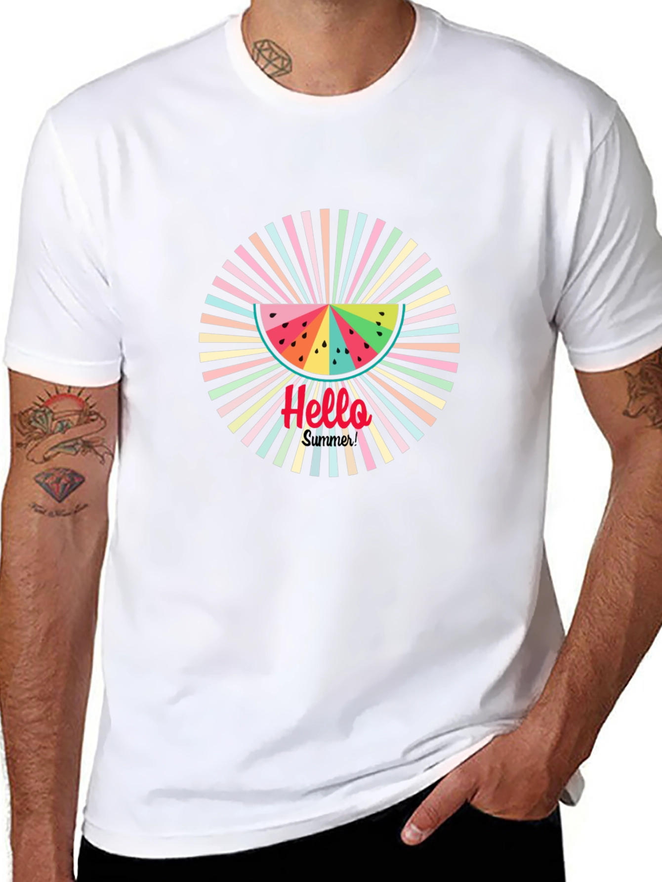 Summer Vibes Black Tee - Watermelon Graphic Print