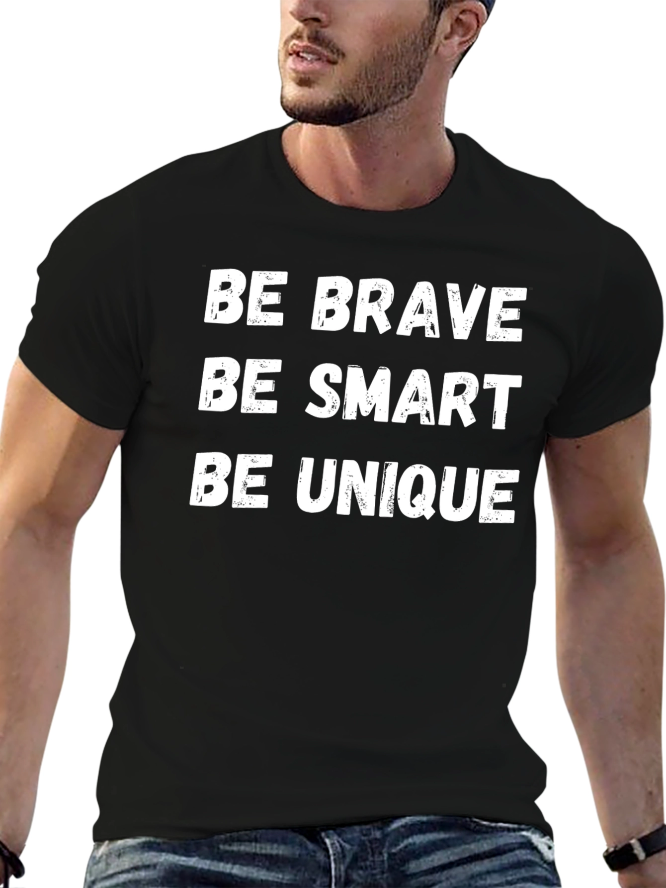 Be Brave Be Smart Be Unique Black Graphic Tee
