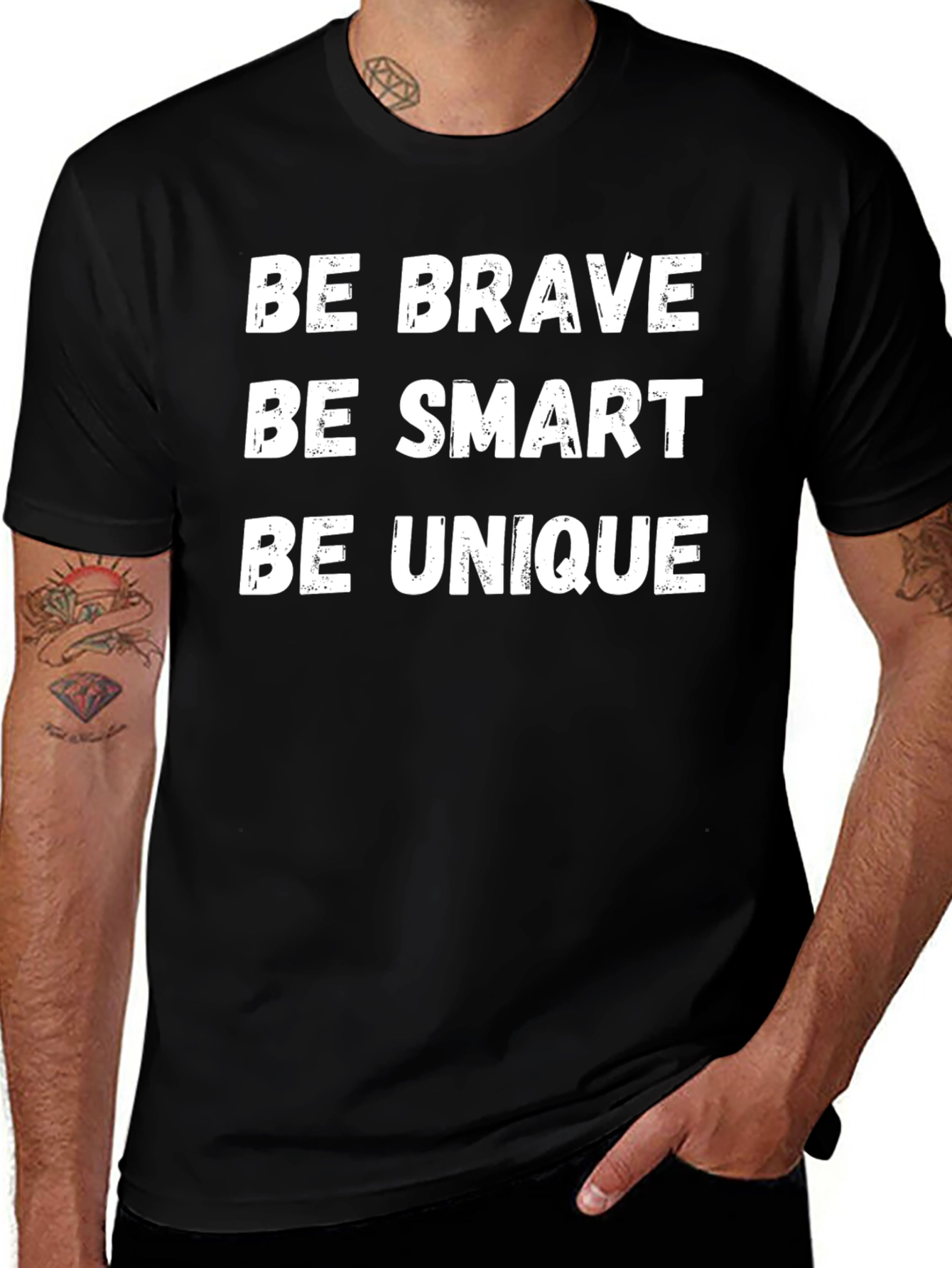 Be Brave Be Smart Be Unique Black Graphic Tee