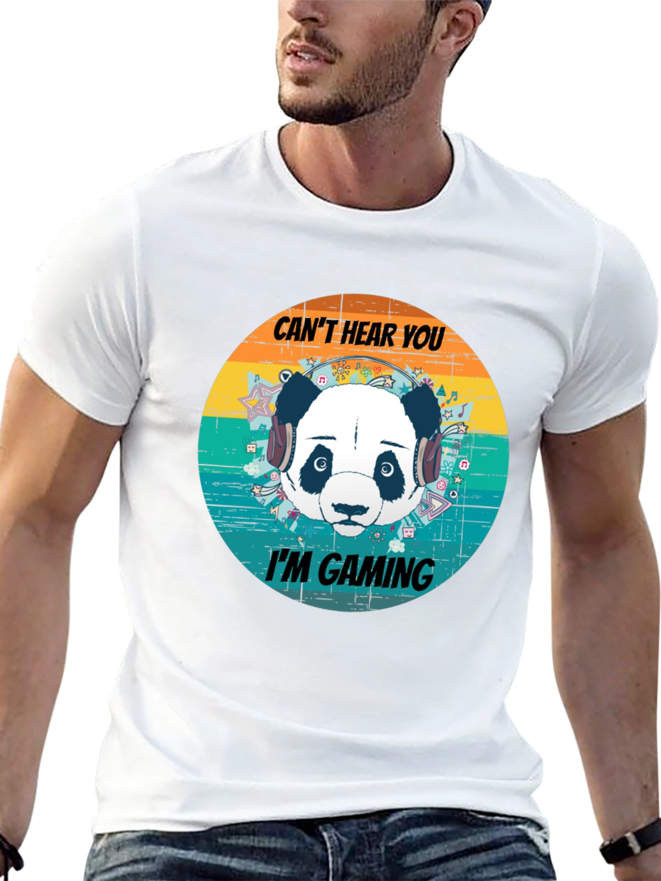 Cant Hear You Im Gaming Panda Graphic T-Shirt