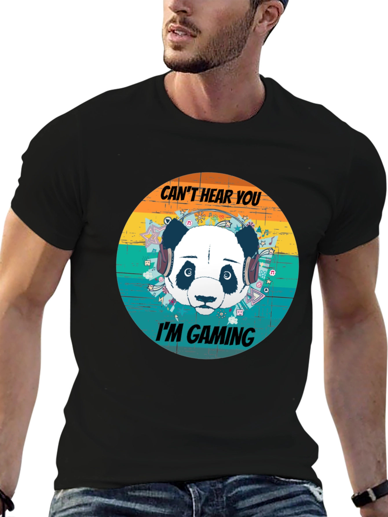 Cant Hear You Im Gaming Panda Graphic T-Shirt