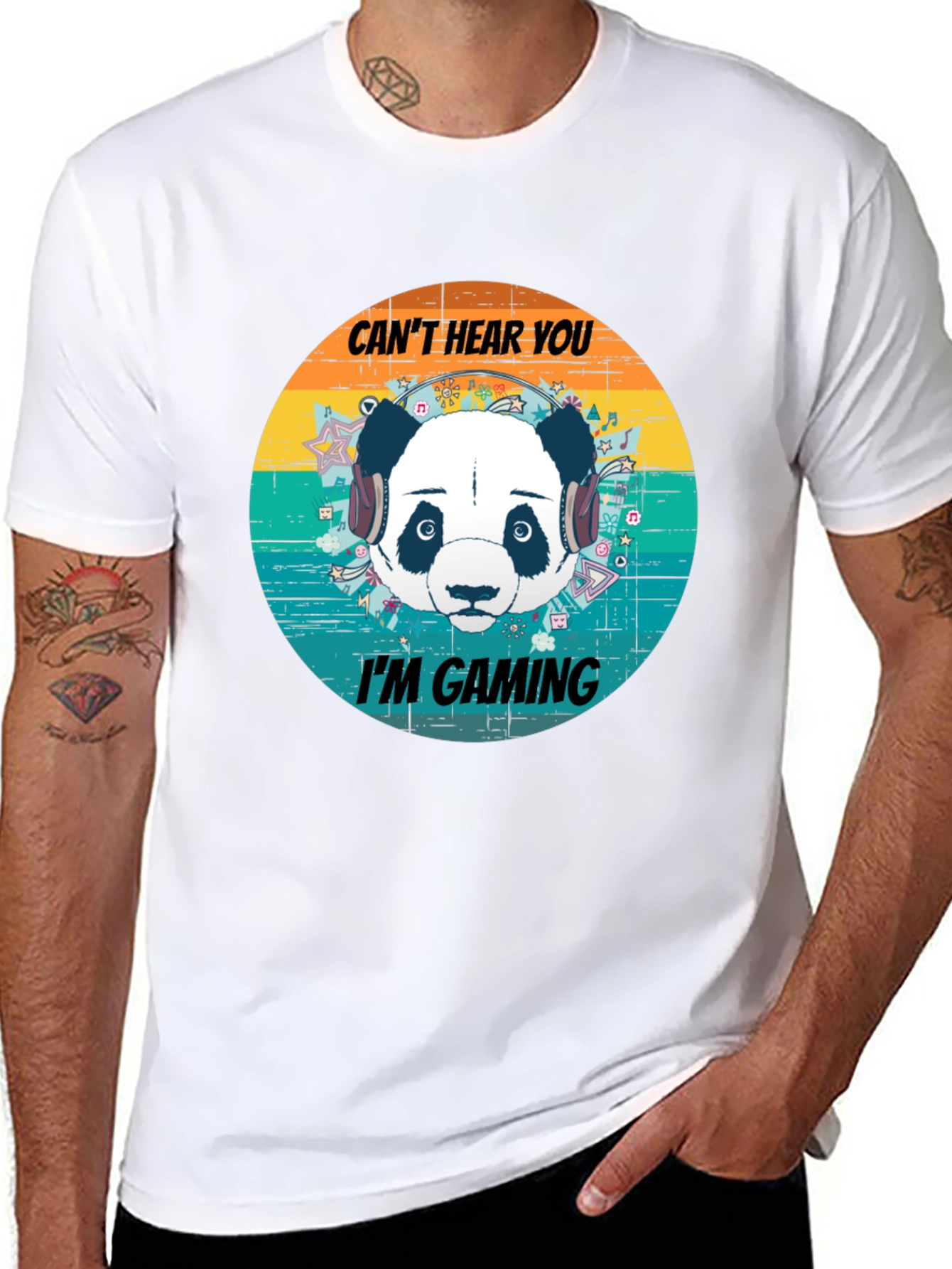 Cant Hear You Im Gaming Panda Graphic T-Shirt